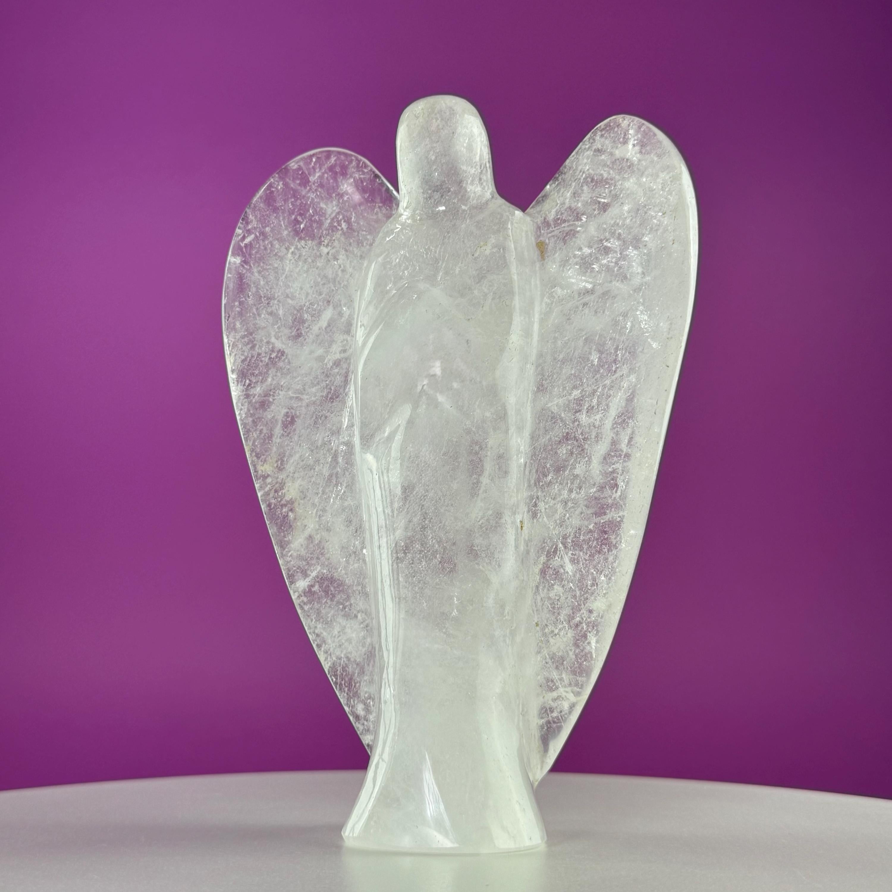 Quartz Angel Carving – 1030g Clear Quartz Guardian Angel Statue