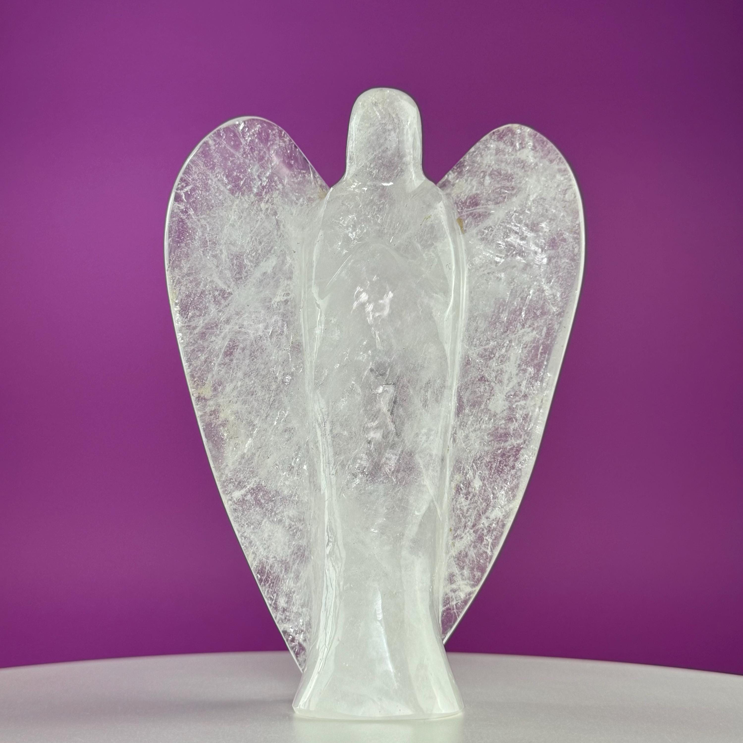 Quartz Angel Carving – 1030g Clear Quartz Guardian Angel Statue