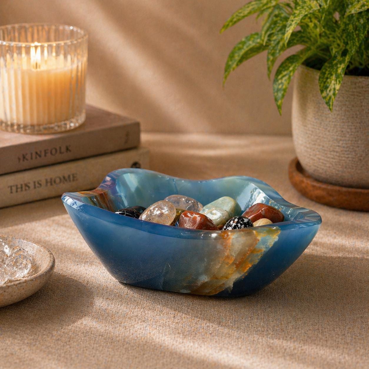 Blue Onyx Bowl – Crystal Dish for Jewelry, Energy Work & Décor