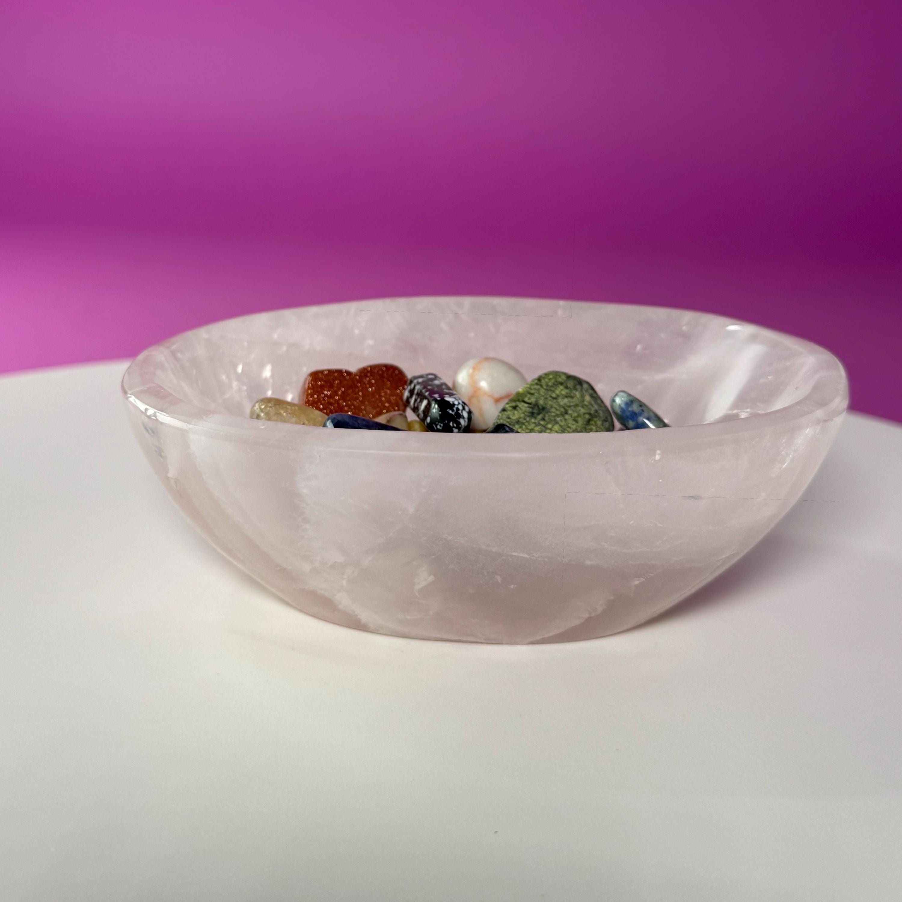 Rose Quartz Bowl – Crystal Offering Dish for Love, Healing & Intention