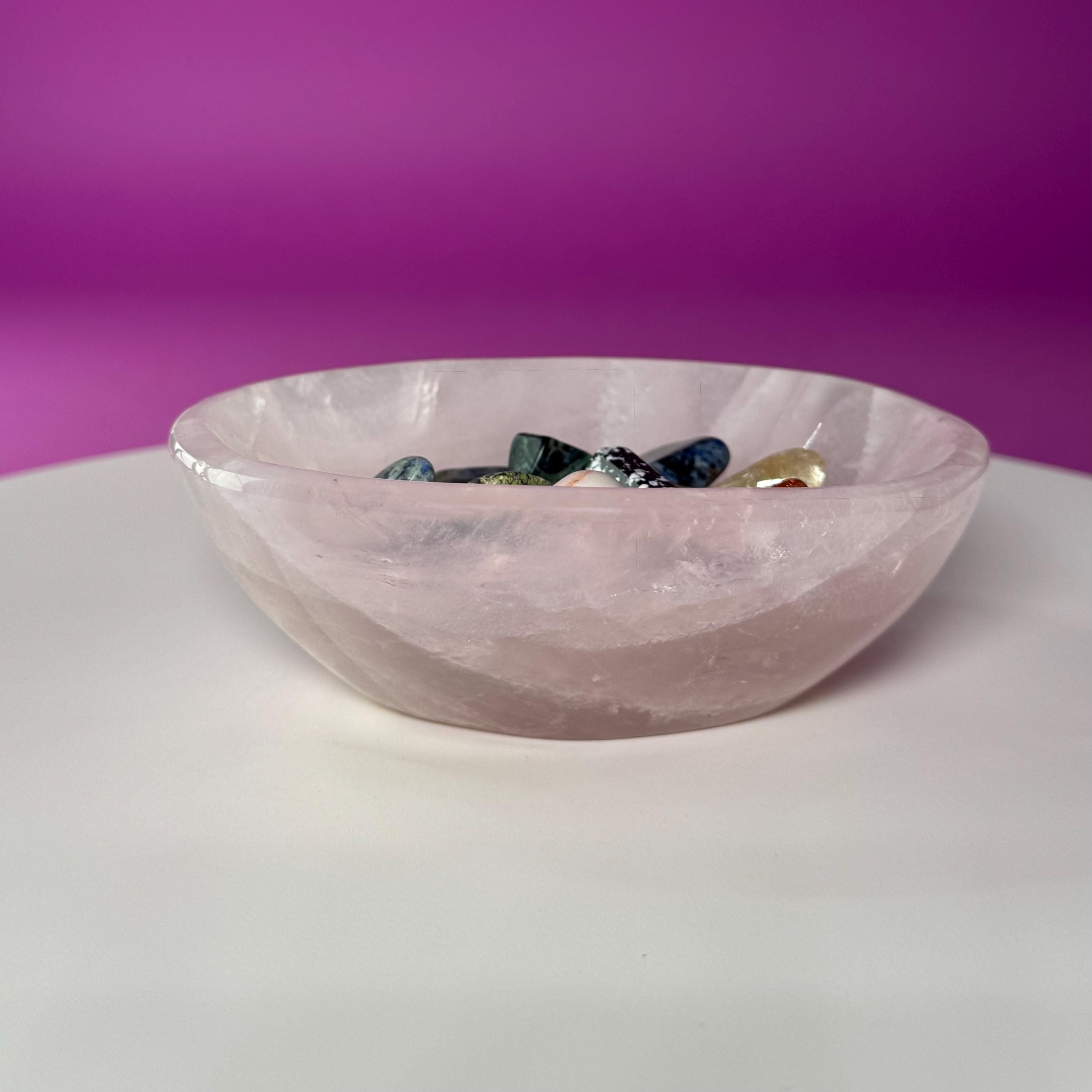 Rose Quartz Bowl – Crystal Offering Dish for Love, Healing & Intention