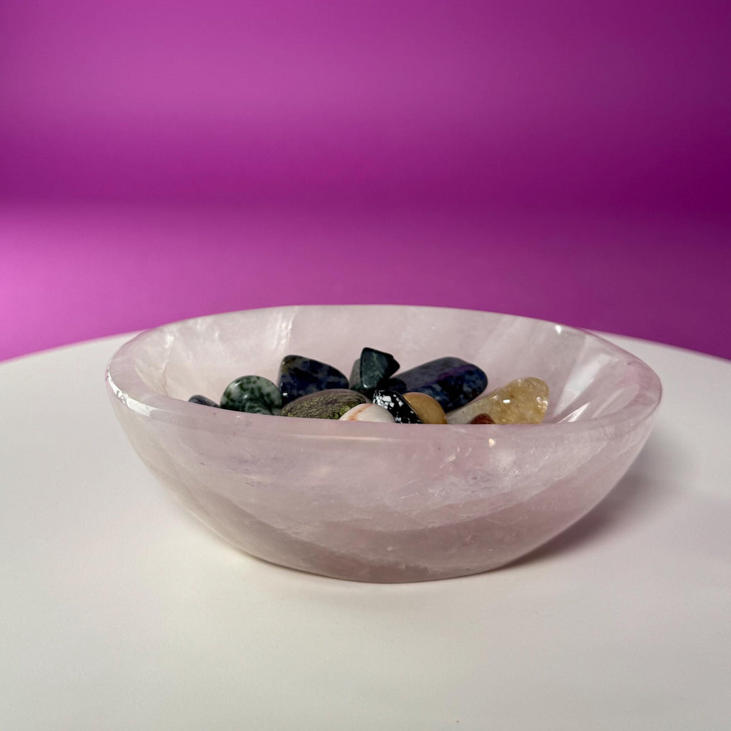 Rose Quartz Bowl – Crystal Offering Dish for Love, Healing & Intention