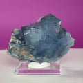 UV Reactive Beijing Fluorite Specimen with Display & Mineral Putty | Cubic Blue Green Crystal