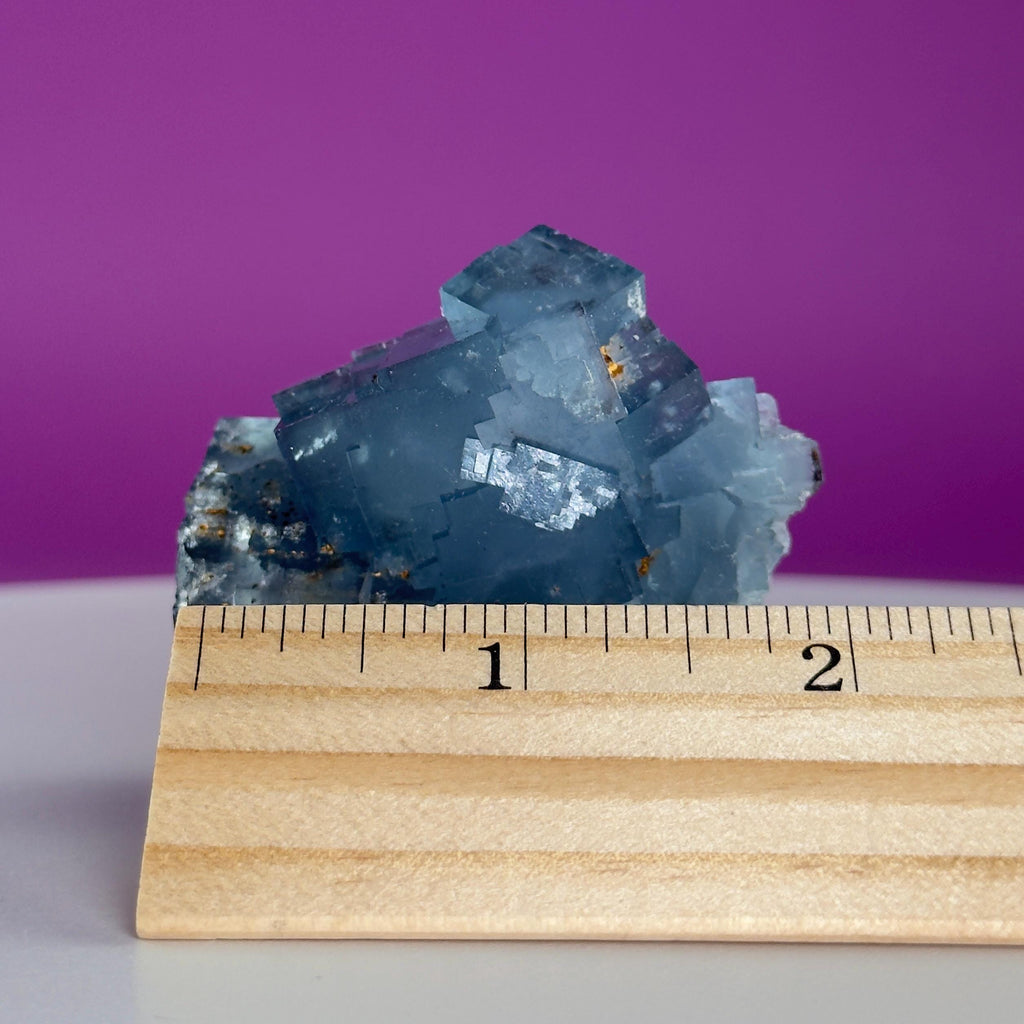 UV Reactive Beijing Fluorite Specimen with Display & Mineral Putty | Cubic Blue Green Crystal