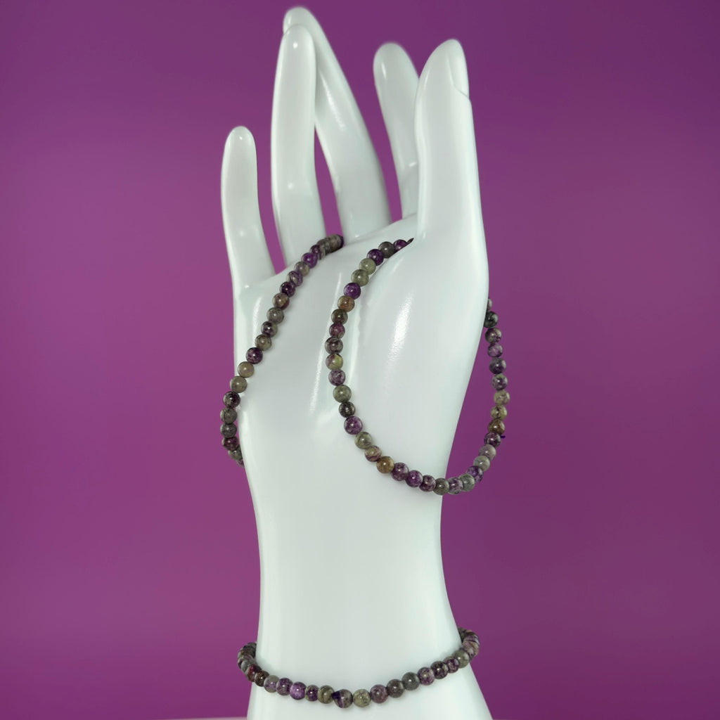 Atlantisite Bracelet 4mm Small Bead Stretch Bracelet | Serpentine Stichtite Crystal