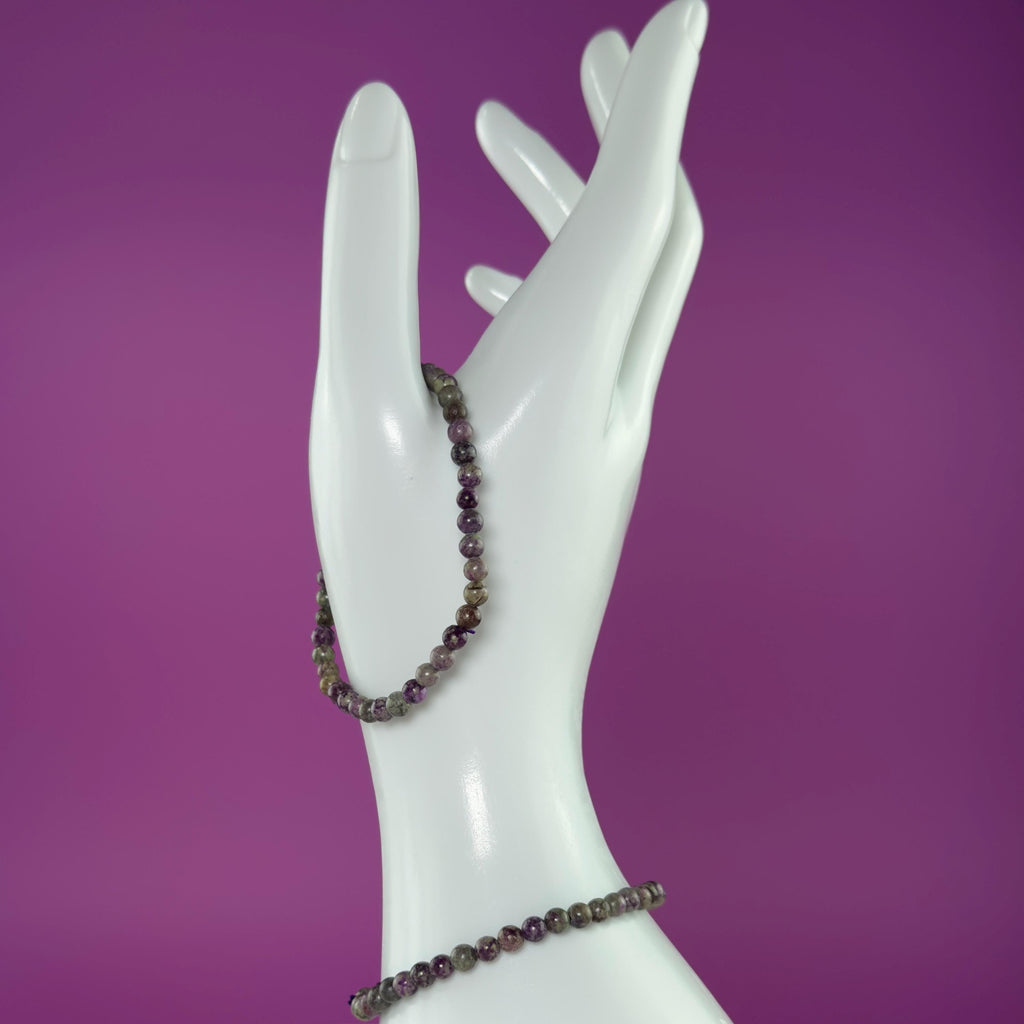 Atlantisite Bracelet 4mm Small Bead Stretch Bracelet | Serpentine Stichtite Crystal