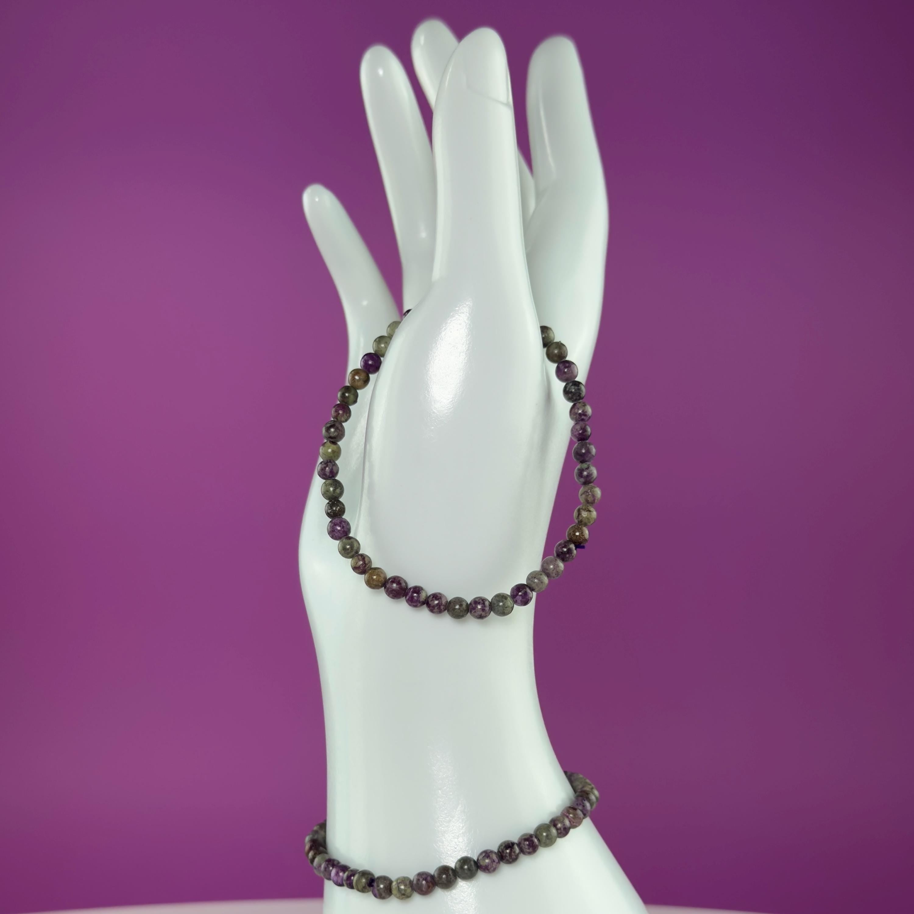 Atlantisite Bracelet 4mm Small Bead Stretch Bracelet | Serpentine Stichtite Crystal