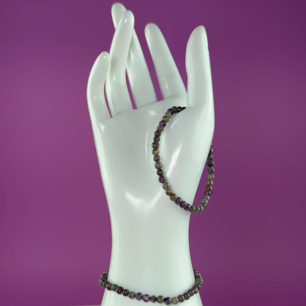 Atlantisite Bracelet 4mm Small Bead Stretch Bracelet | Serpentine Stichtite Crystal