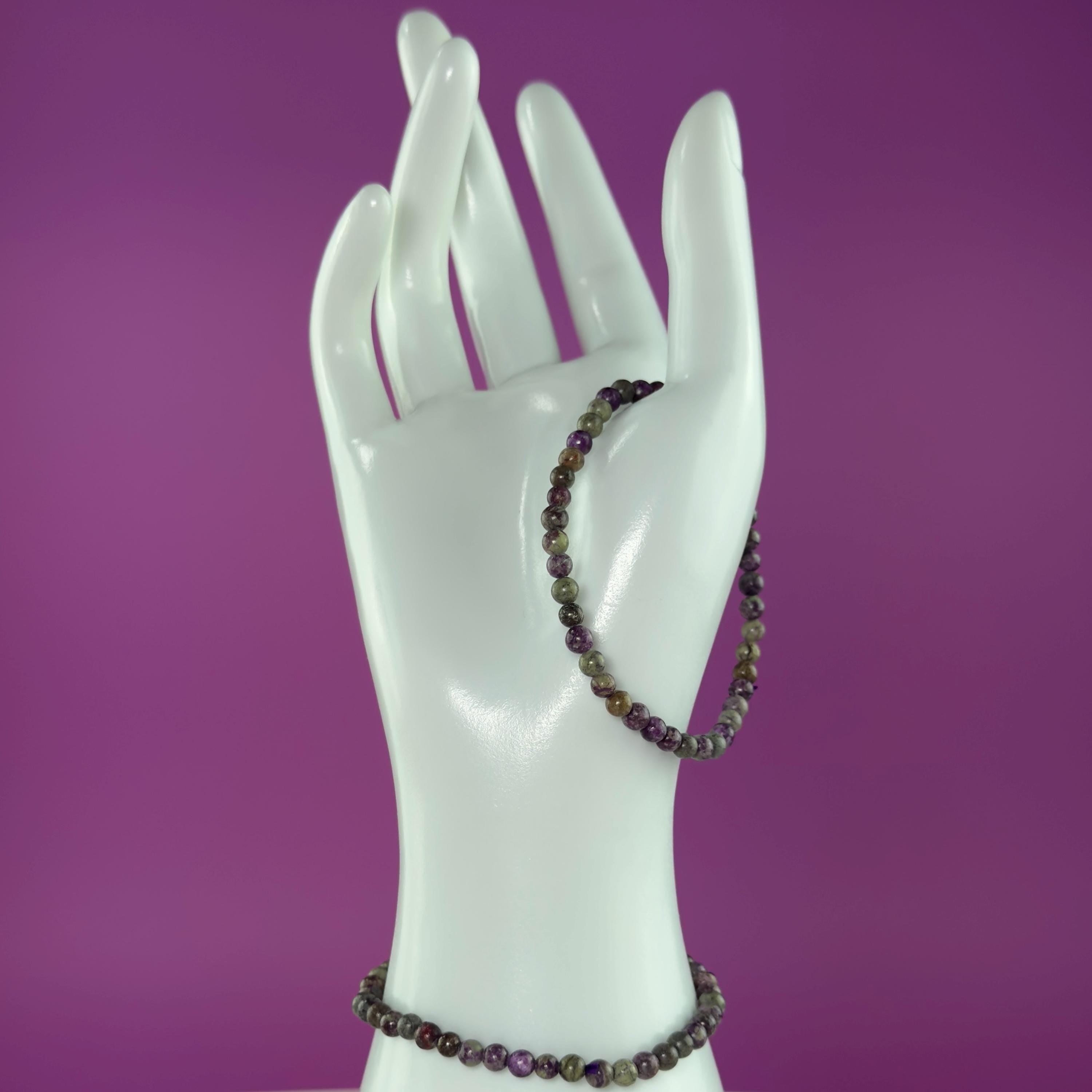 Atlantisite Bracelet 4mm Small Bead Stretch Bracelet | Serpentine Stichtite Crystal