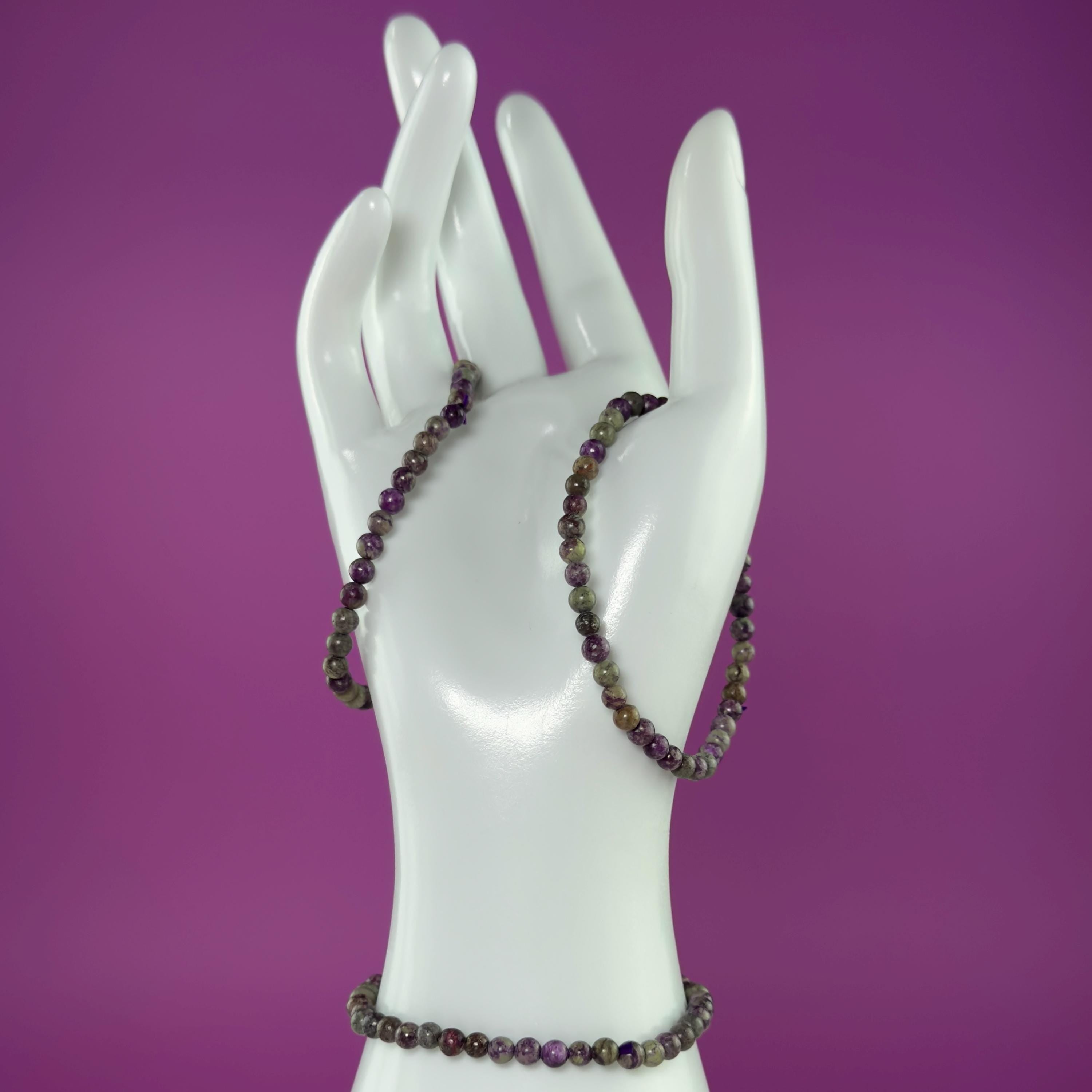 Atlantisite Bracelet 4mm Small Bead Stretch Bracelet | Serpentine Stichtite Crystal