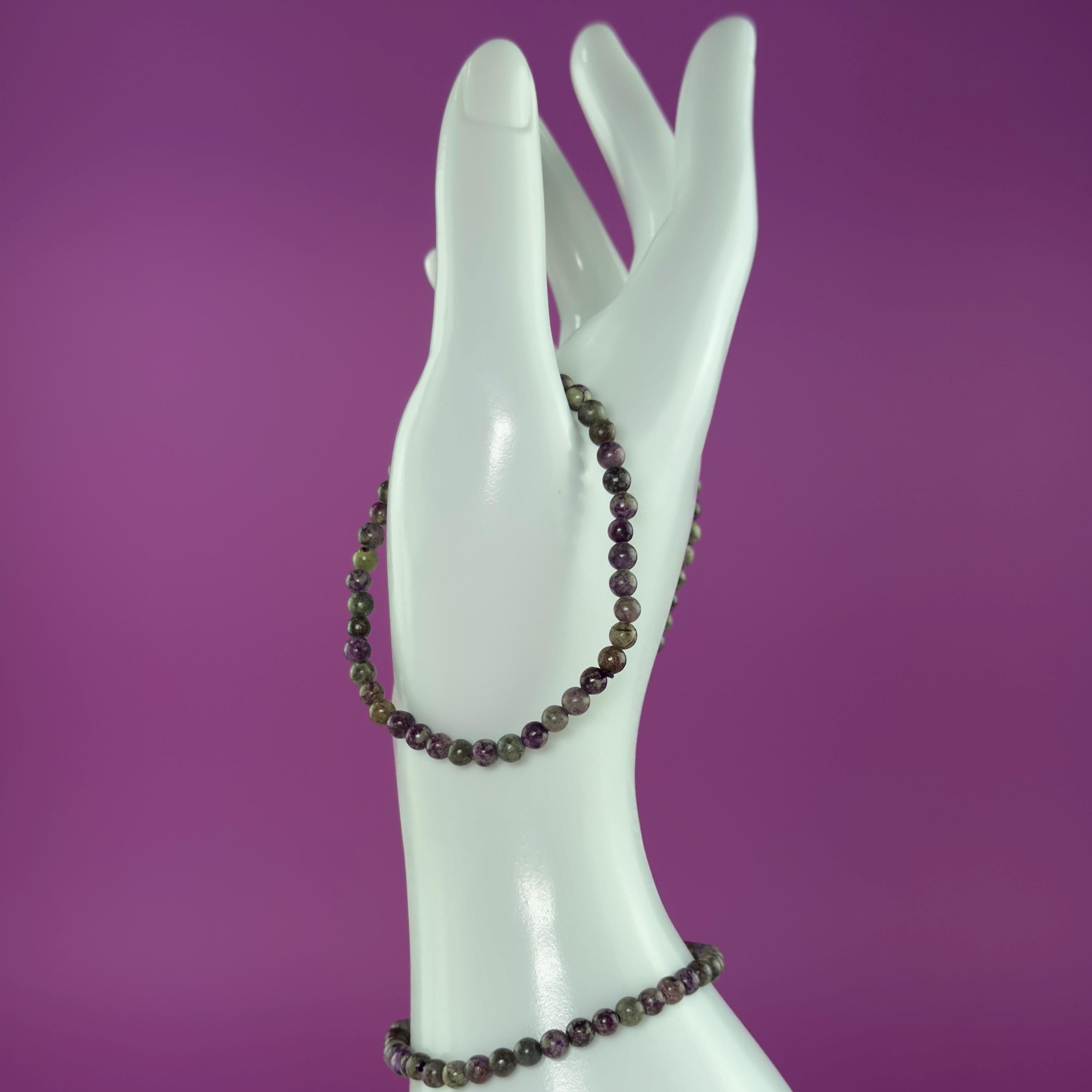 Atlantisite Bracelet 4mm Small Bead Stretch Bracelet | Serpentine Stichtite Crystal