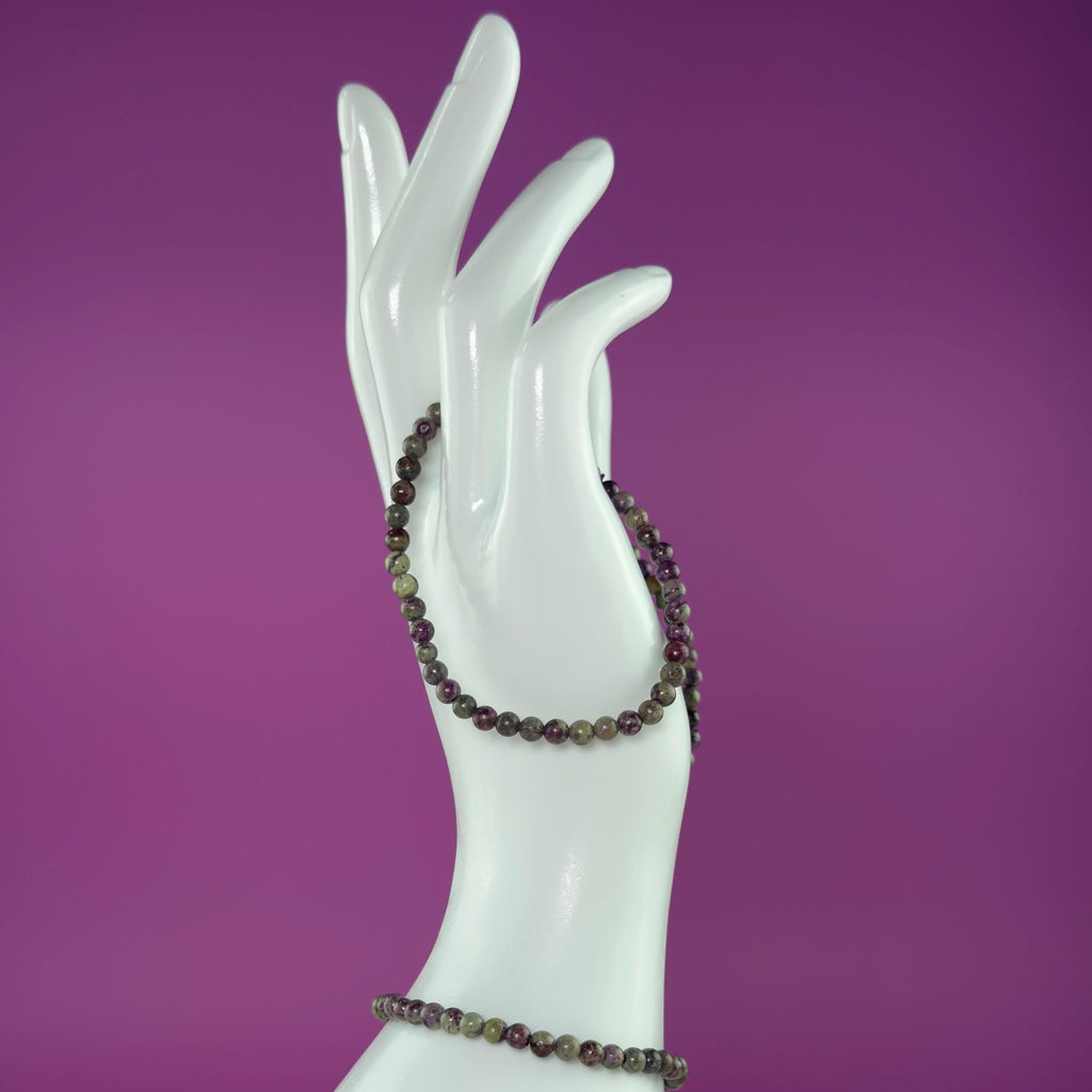 Atlantisite Bracelet 4mm Small Bead Stretch Bracelet | Serpentine Stichtite Crystal