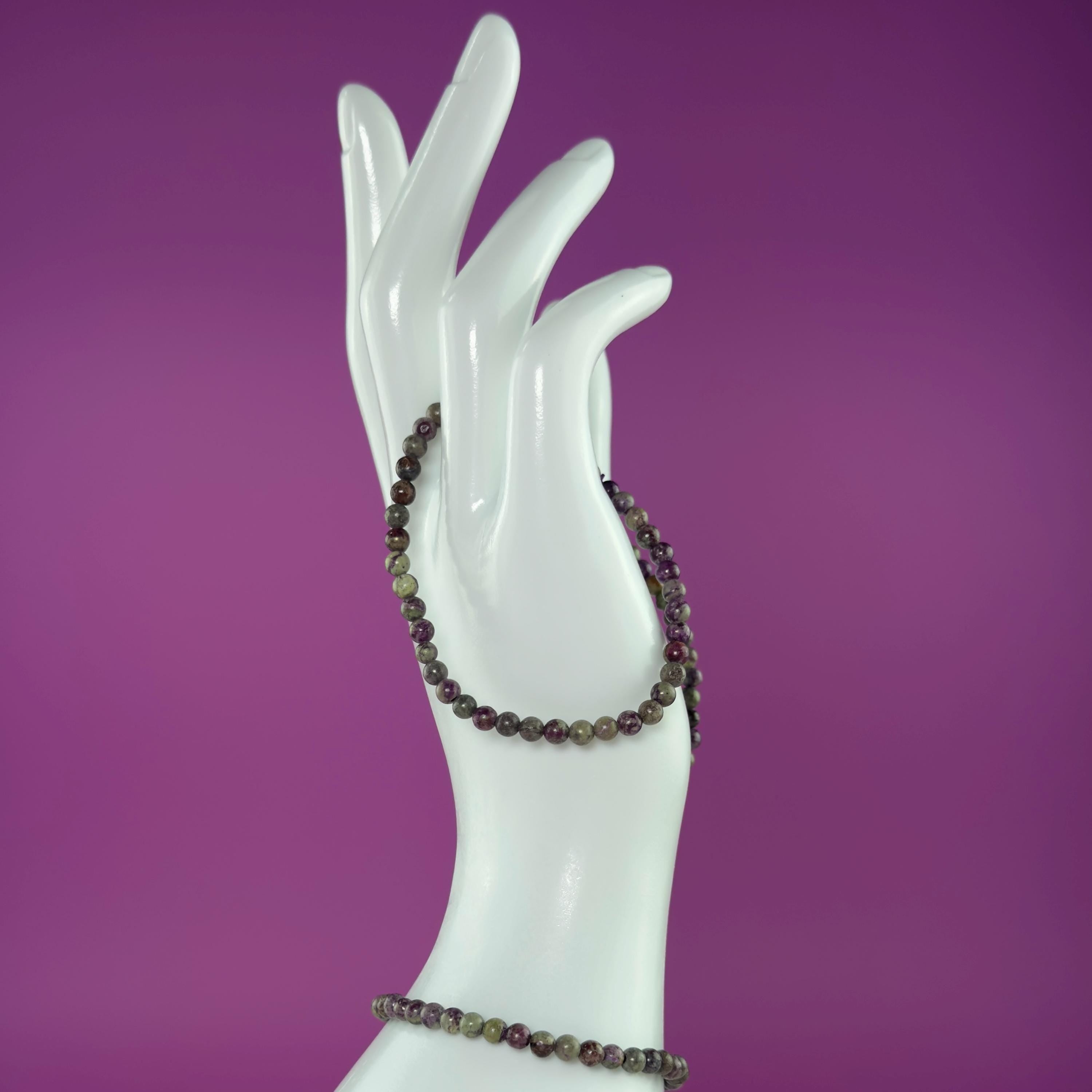 Atlantisite Bracelet 4mm Small Bead Stretch Bracelet | Serpentine Stichtite Crystal