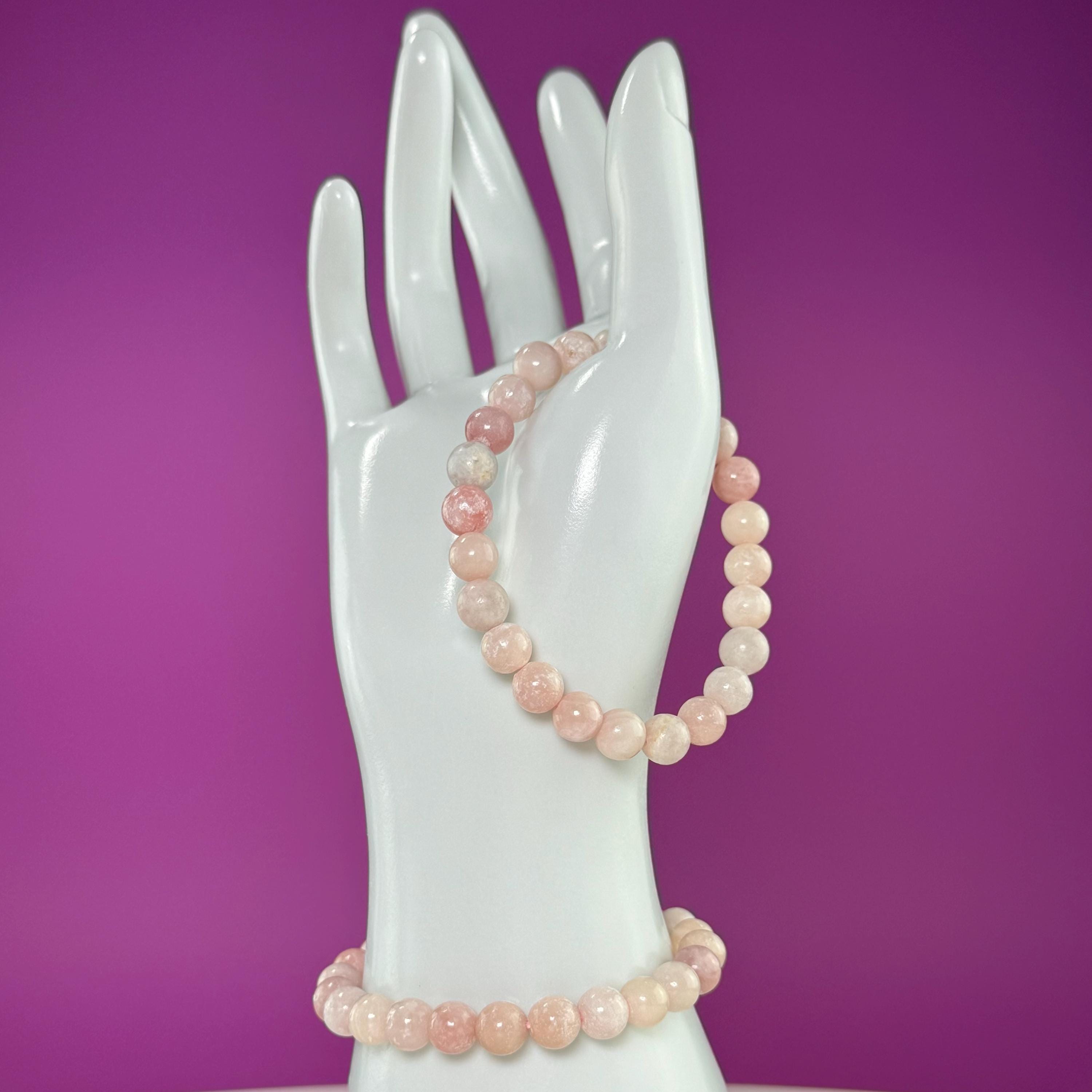 Pink Opal Beaded Bracelet – 8mm Natural Crystal Bracelet for Calm & Emotional Balance