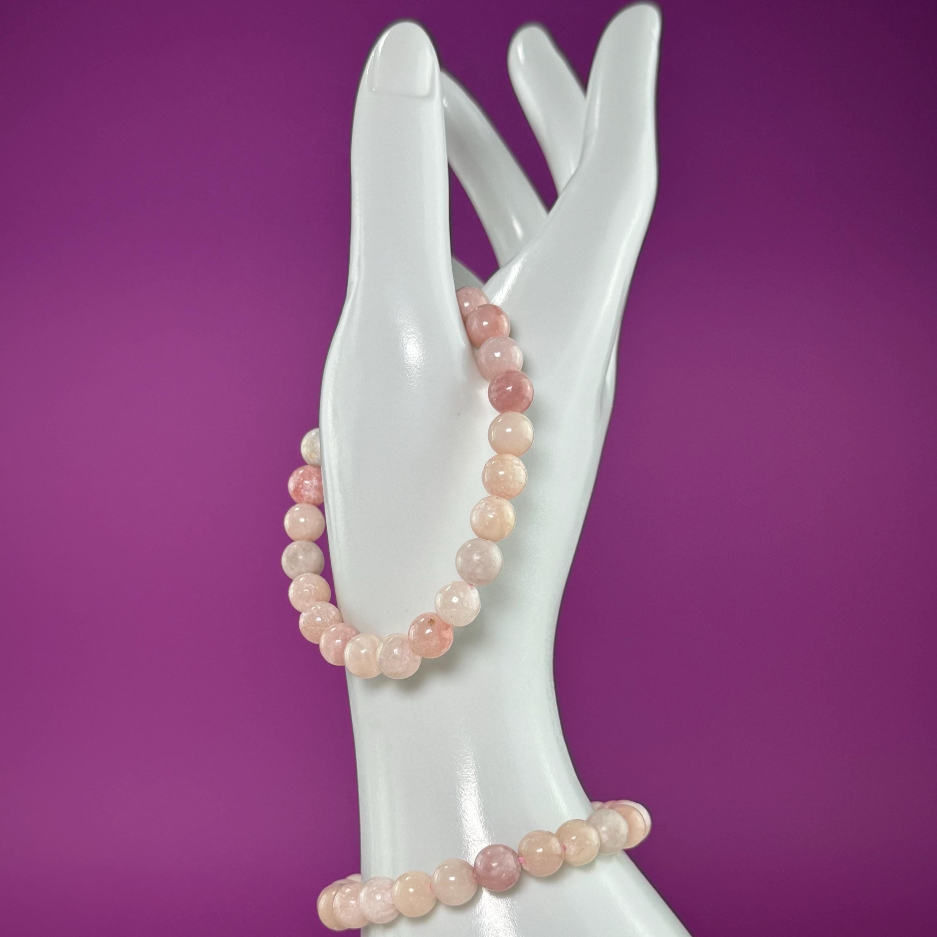 Pink Opal Beaded Bracelet – 8mm Natural Crystal Bracelet for Calm & Emotional Balance