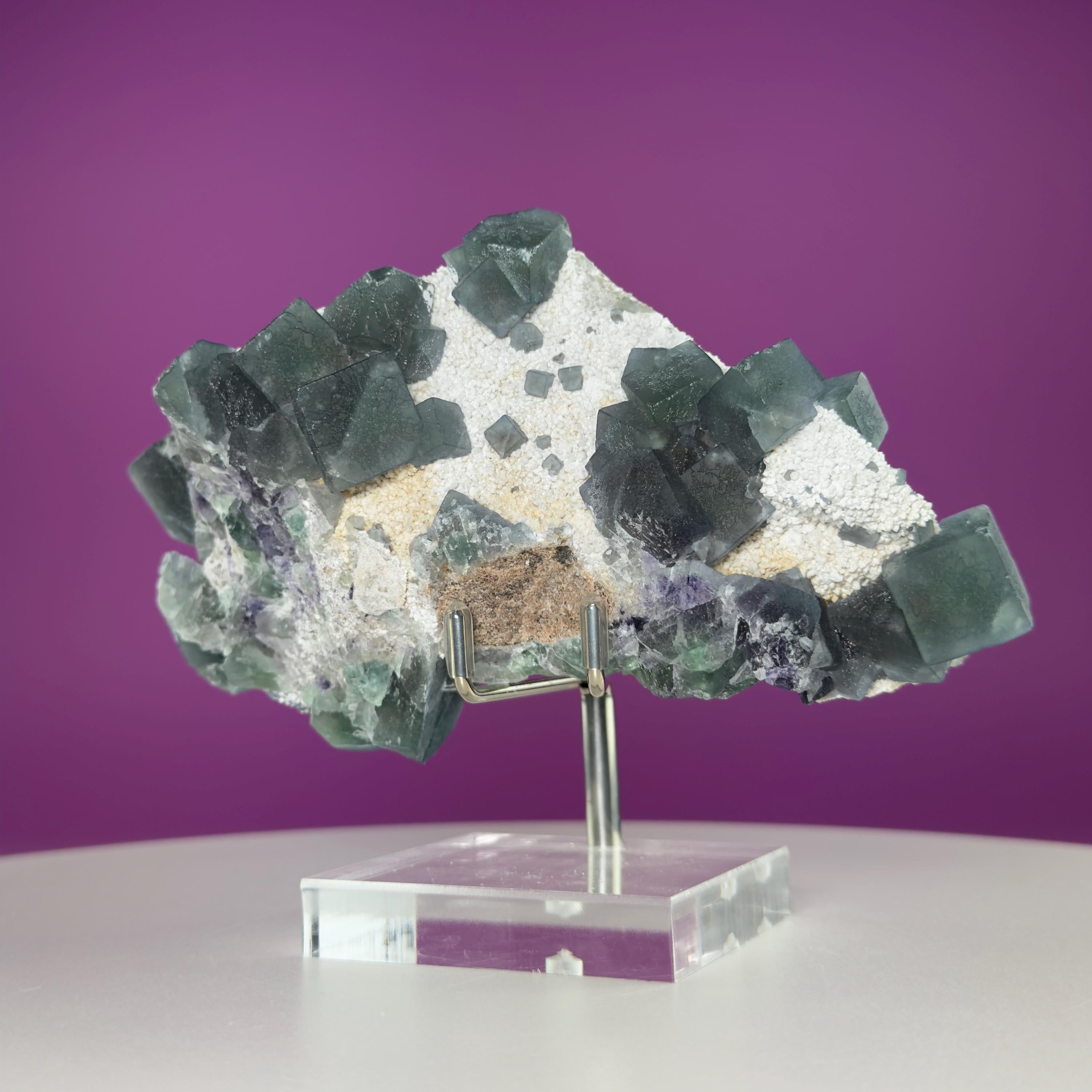 Blue Green Fluorite Specimen from Huanggangliang Mine | Inner Mongolia Crystal Display with Stand