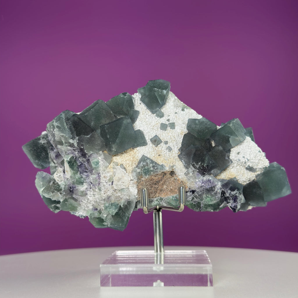 Blue Green Fluorite Specimen from Huanggangliang Mine | Inner Mongolia Crystal Display with Stand