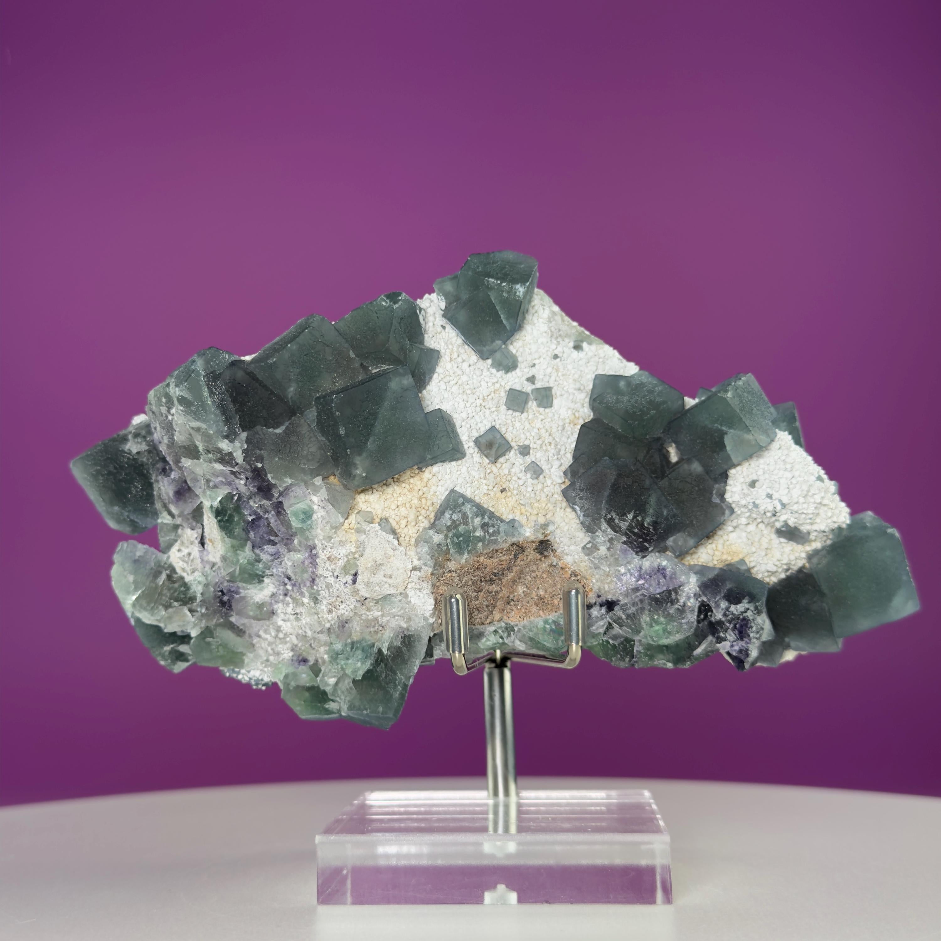 Blue Green Fluorite Specimen from Huanggangliang Mine | Inner Mongolia Crystal Display with Stand