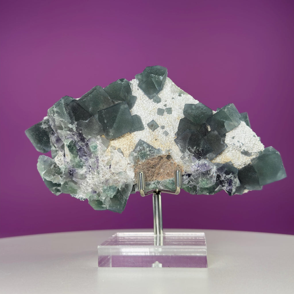 Blue Green Fluorite Specimen from Huanggangliang Mine | Inner Mongolia Crystal Display with Stand