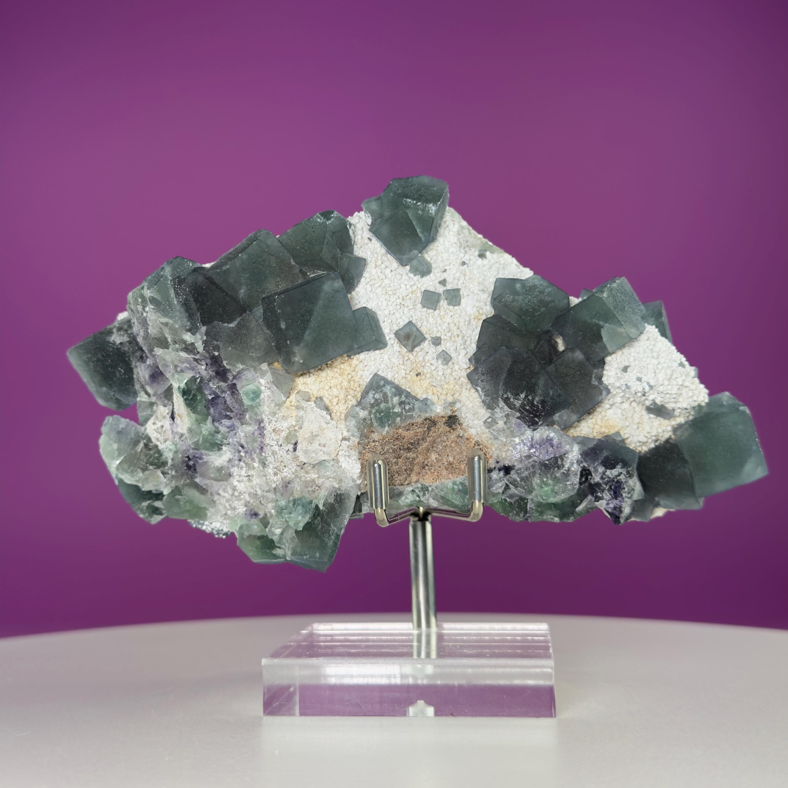 Blue Green Fluorite Specimen from Huanggangliang Mine | Inner Mongolia Crystal Display with Stand