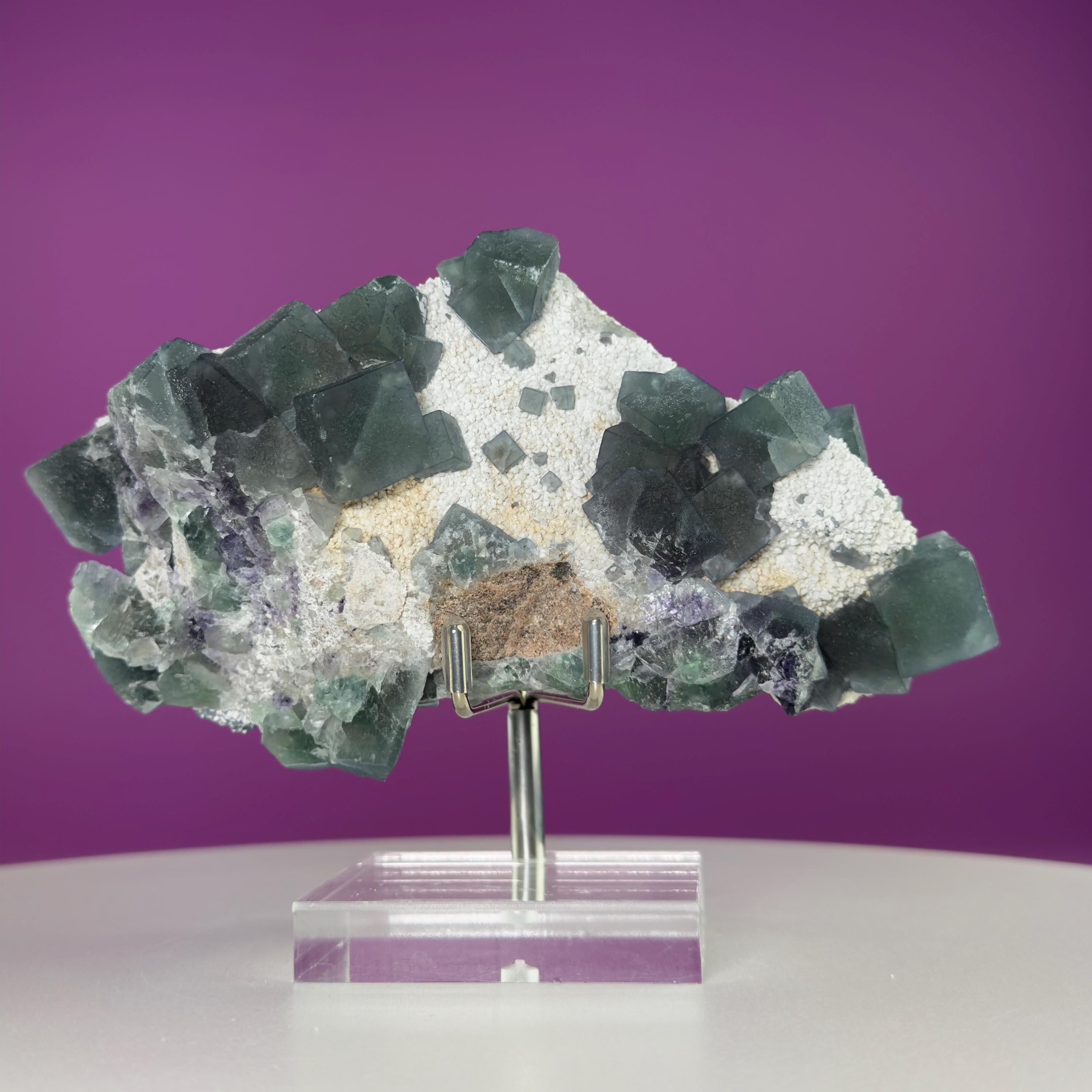 Blue Green Fluorite Specimen from Huanggangliang Mine | Inner Mongolia Crystal Display with Stand