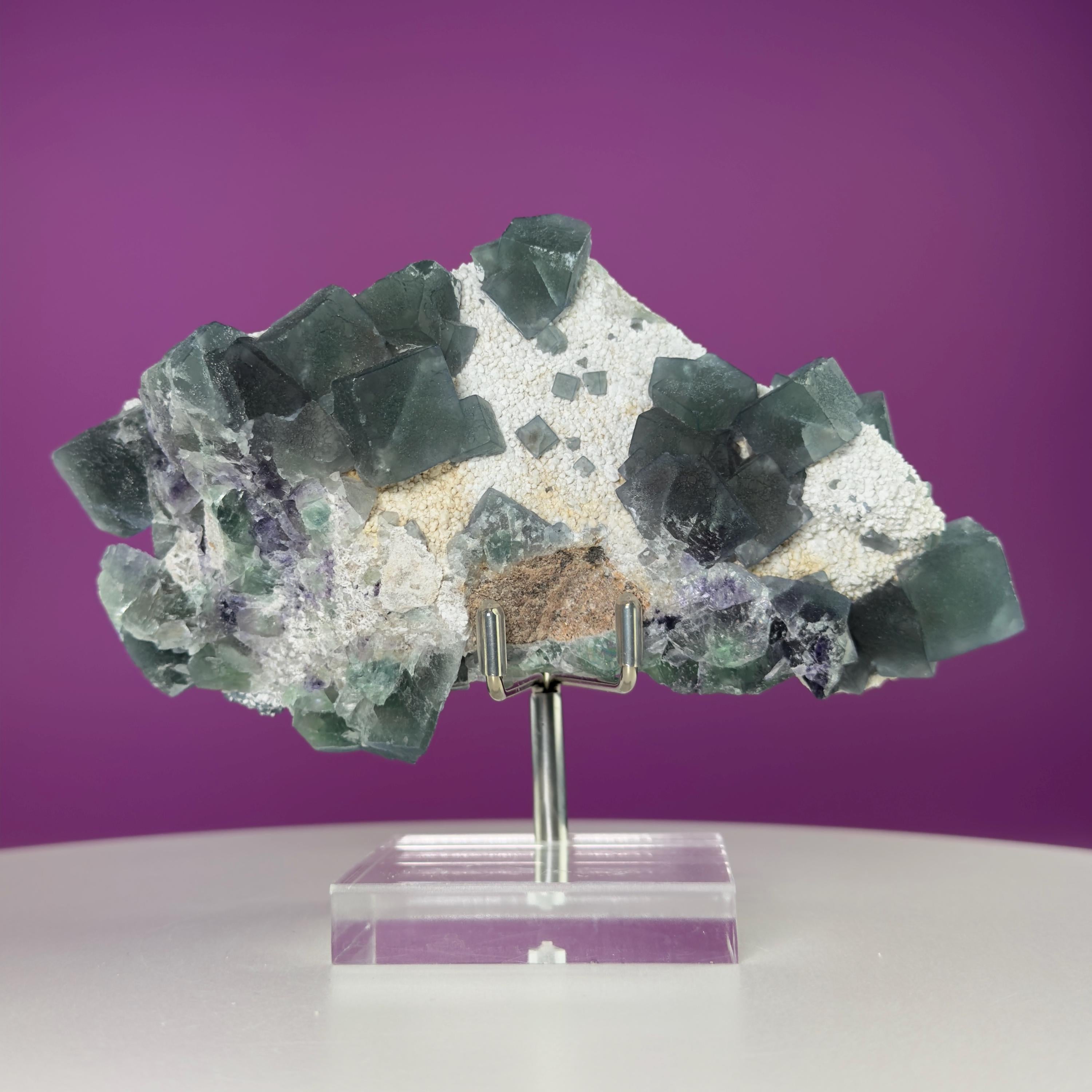 Blue Green Fluorite Specimen from Huanggangliang Mine | Inner Mongolia Crystal Display with Stand