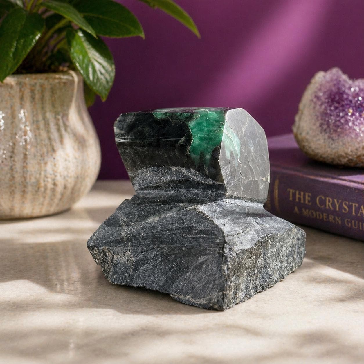 Emerald Beryl Specimen Brazil | Natural Green Crystal Display Stone (360g)