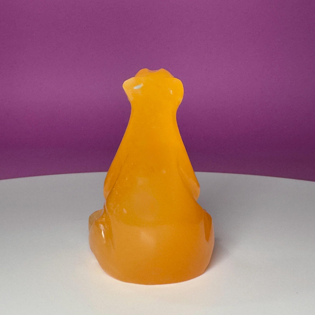 Orange Calcite Polar Bear Carving, Crystal Animal Figurine, Arctic Décor Gift