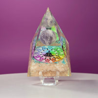 Rose Quartz Orgone Pyramid with Amethyst Sphere | Chakra Energy Décor