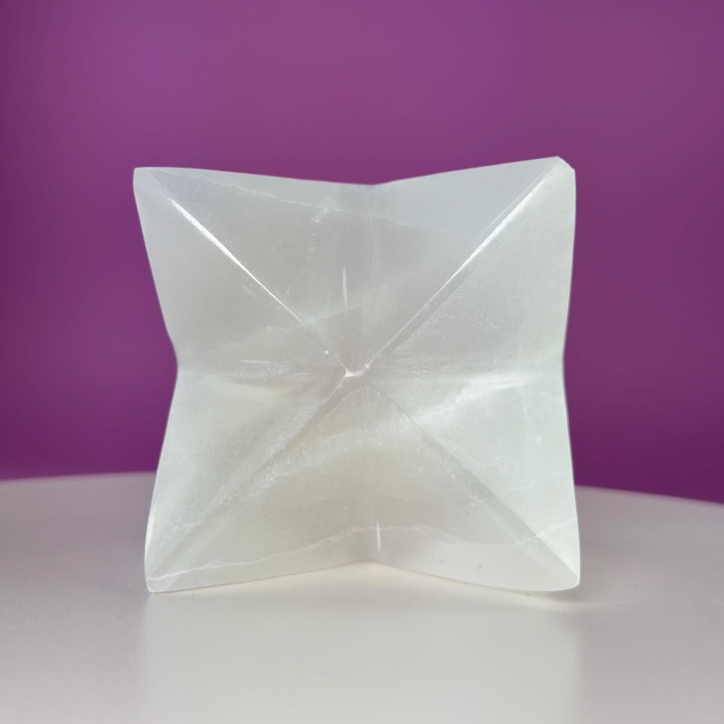 Large Selenite Merkaba Star Sculpture | Sacred Geometry Crystal Décor