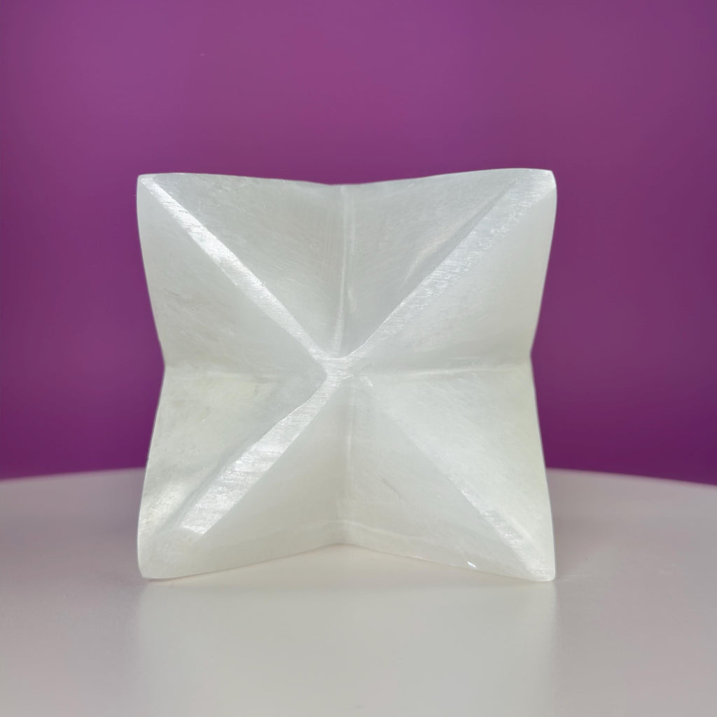 Large Selenite Merkaba Star Sculpture | Sacred Geometry Crystal Décor
