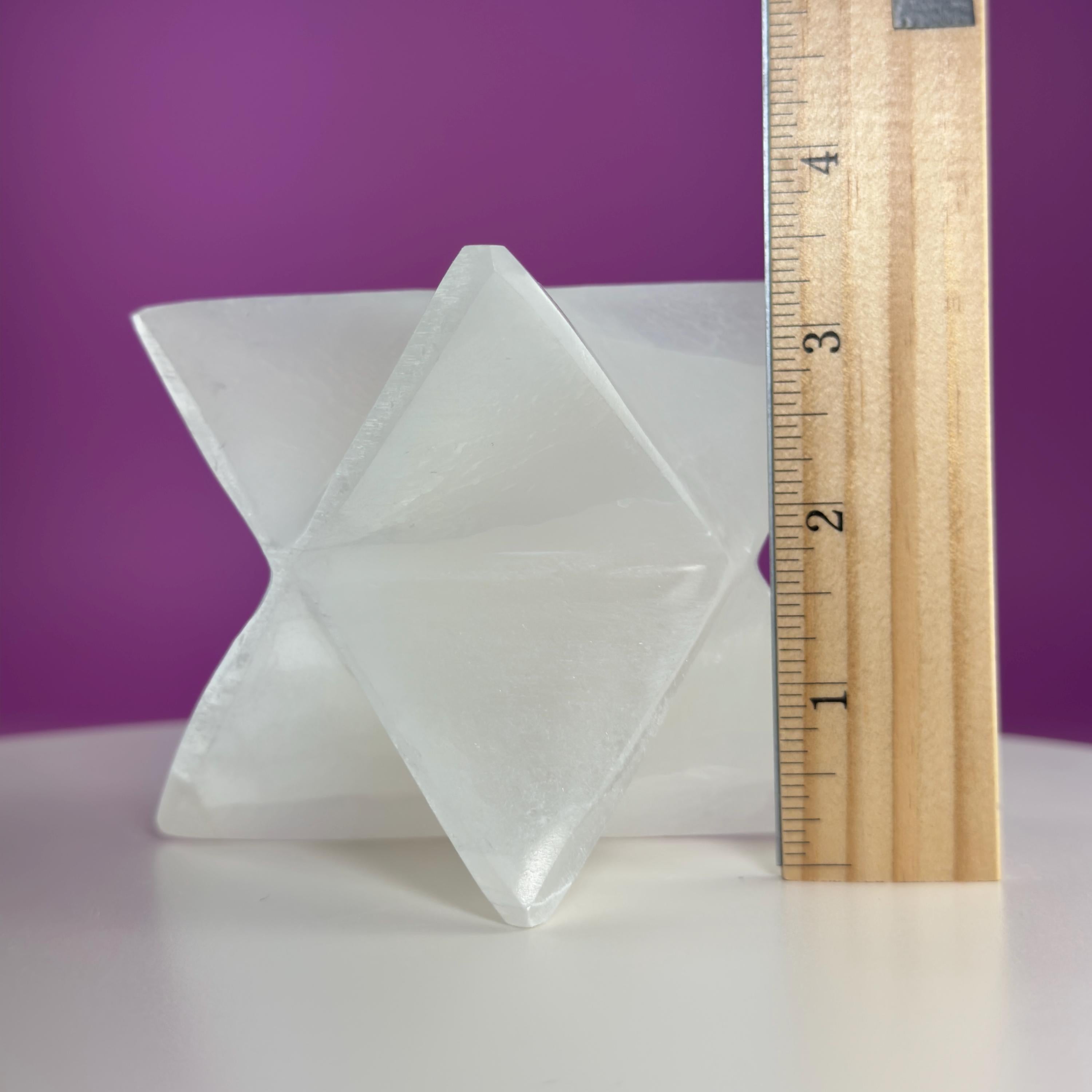 Large Selenite Merkaba Star Sculpture | Sacred Geometry Crystal Décor