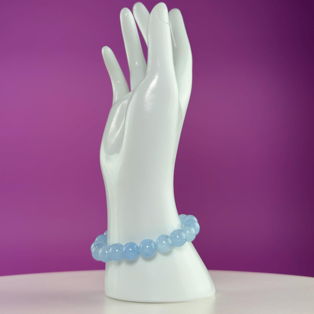 Aquamarine 10mm Bracelet | Natural Blue Crystal Beaded Bracelet