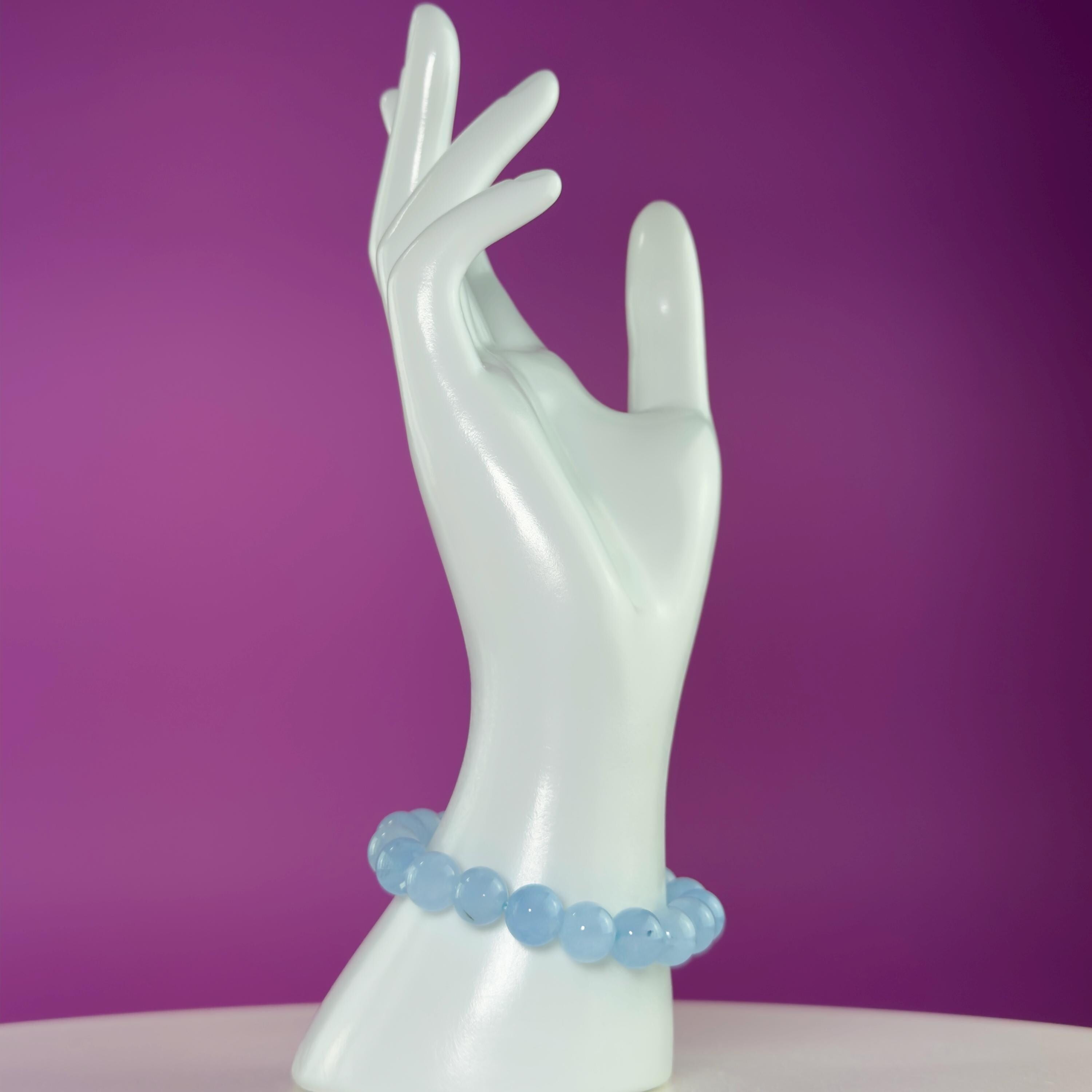 Aquamarine 10mm Bracelet | Natural Blue Crystal Beaded Bracelet