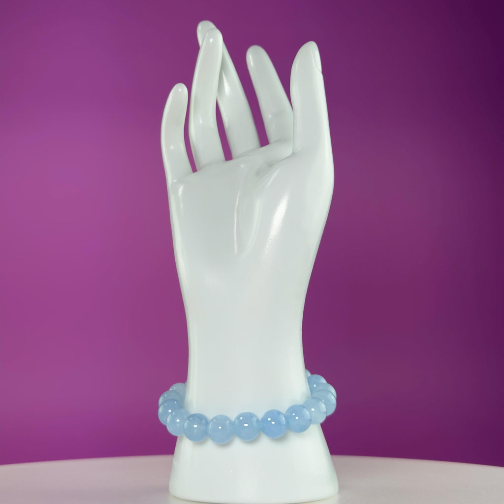 Aquamarine 10mm Bracelet | Natural Blue Crystal Beaded Bracelet