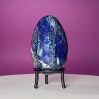 Lapis Lazuli Crystal Egg with Black Iron Display Stand