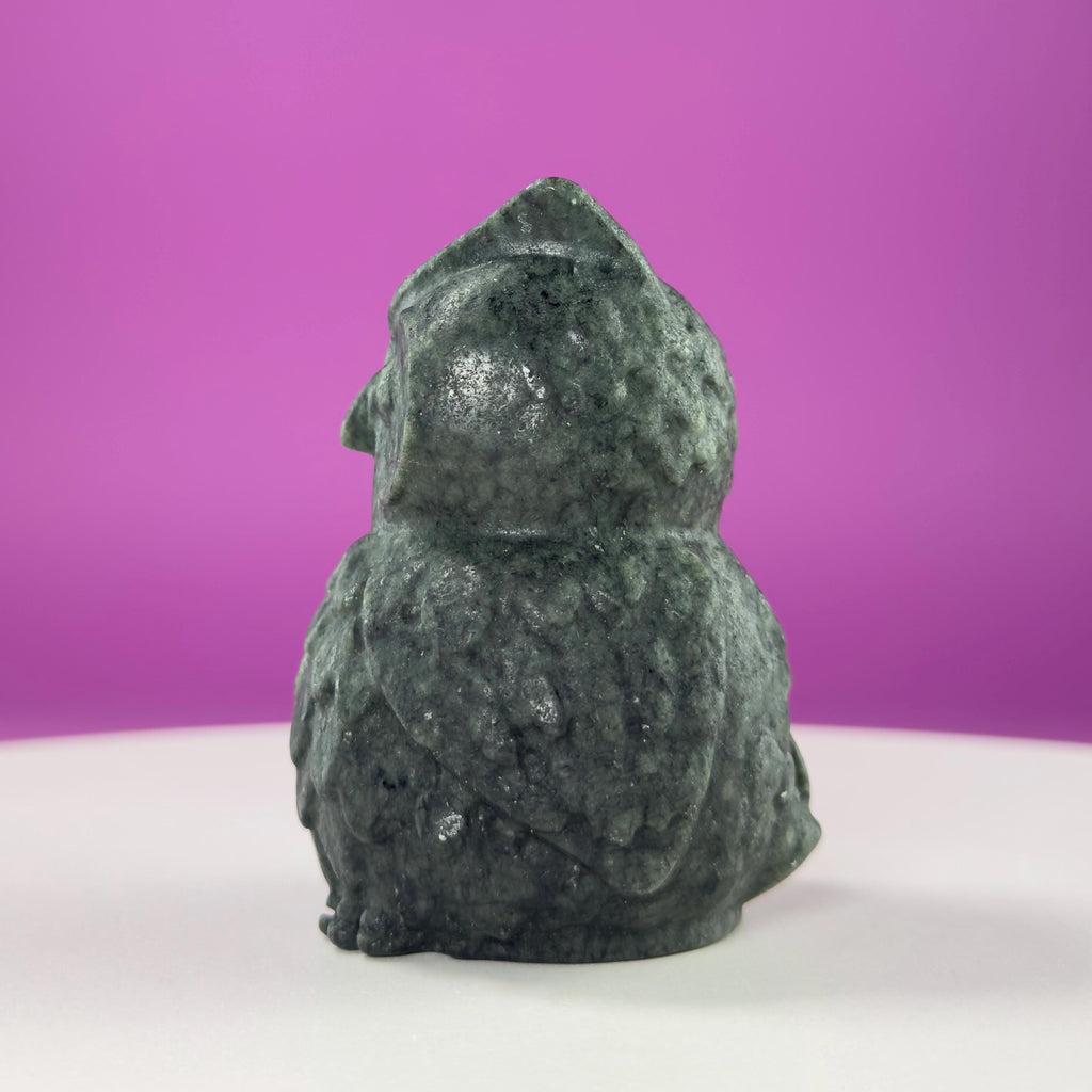 Jade Owl Carving | Wisdom & Protection Crystal Statue