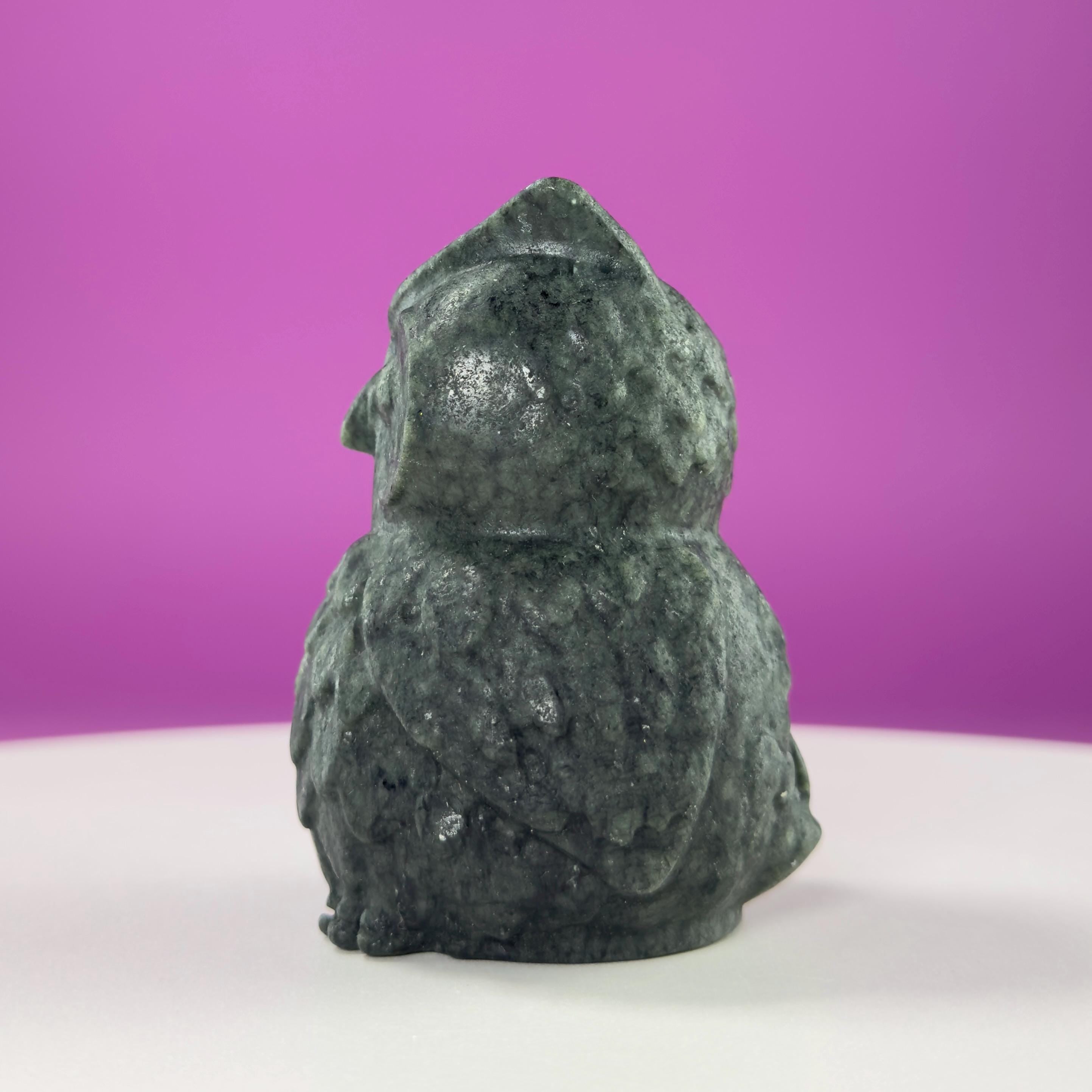 Jade Owl Carving | Wisdom & Protection Crystal Statue