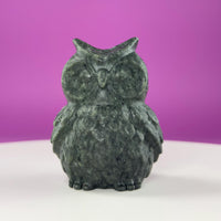 Jade Owl Carving | Wisdom & Protection Crystal Statue