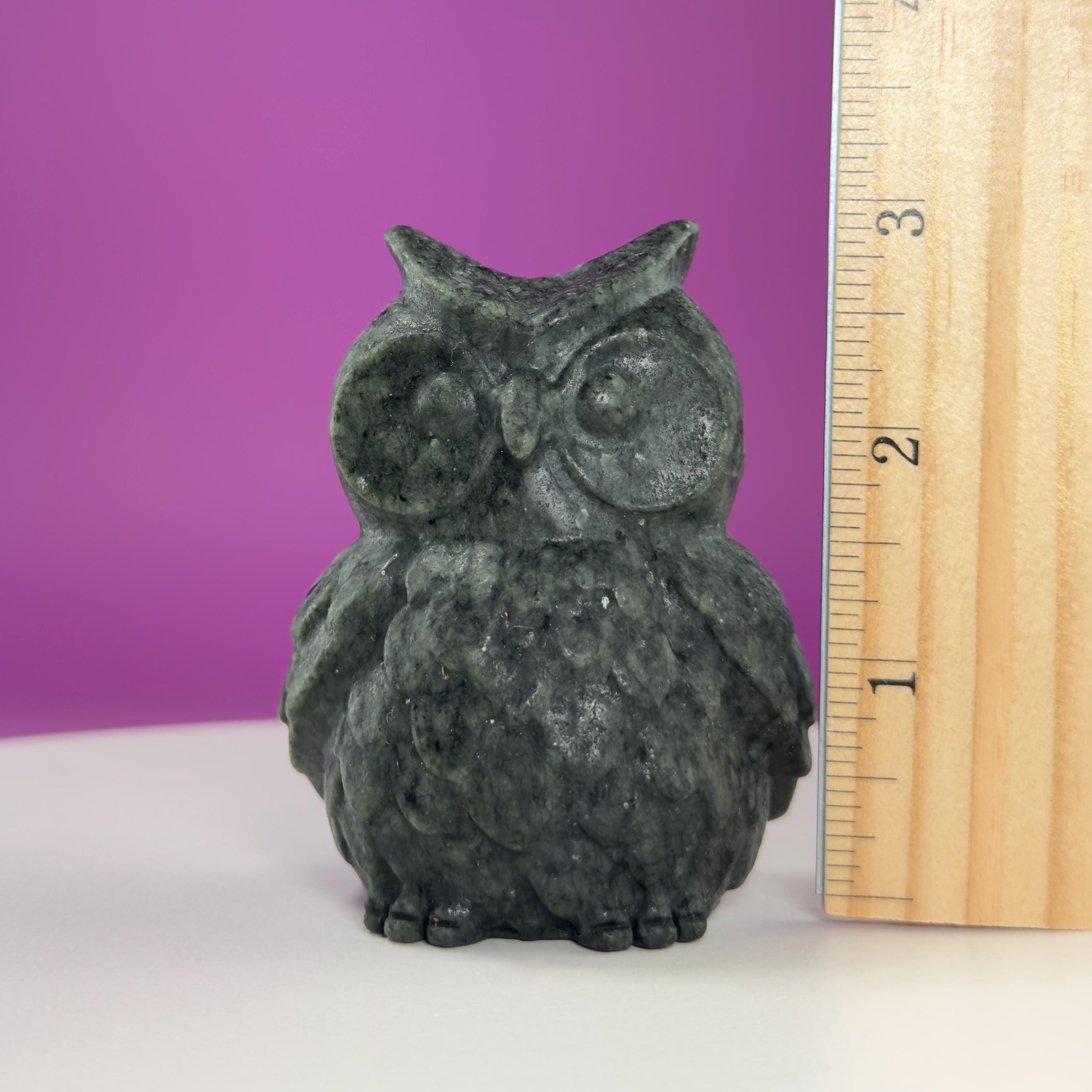 Jade Owl Carving | Wisdom & Protection Crystal Statue