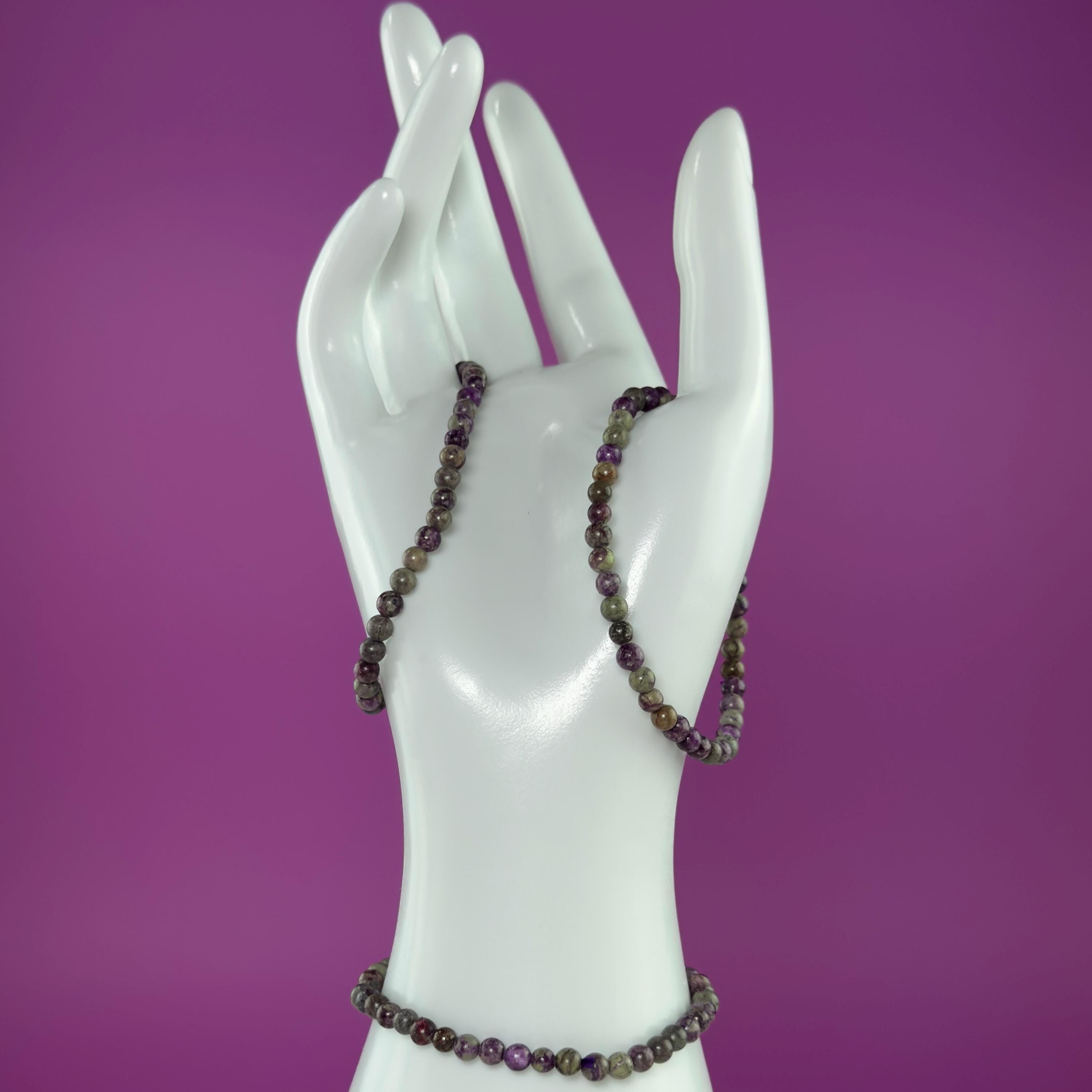Atlantisite Bracelet 4mm Small Bead Stretch Bracelet | Serpentine Stichtite Crystal