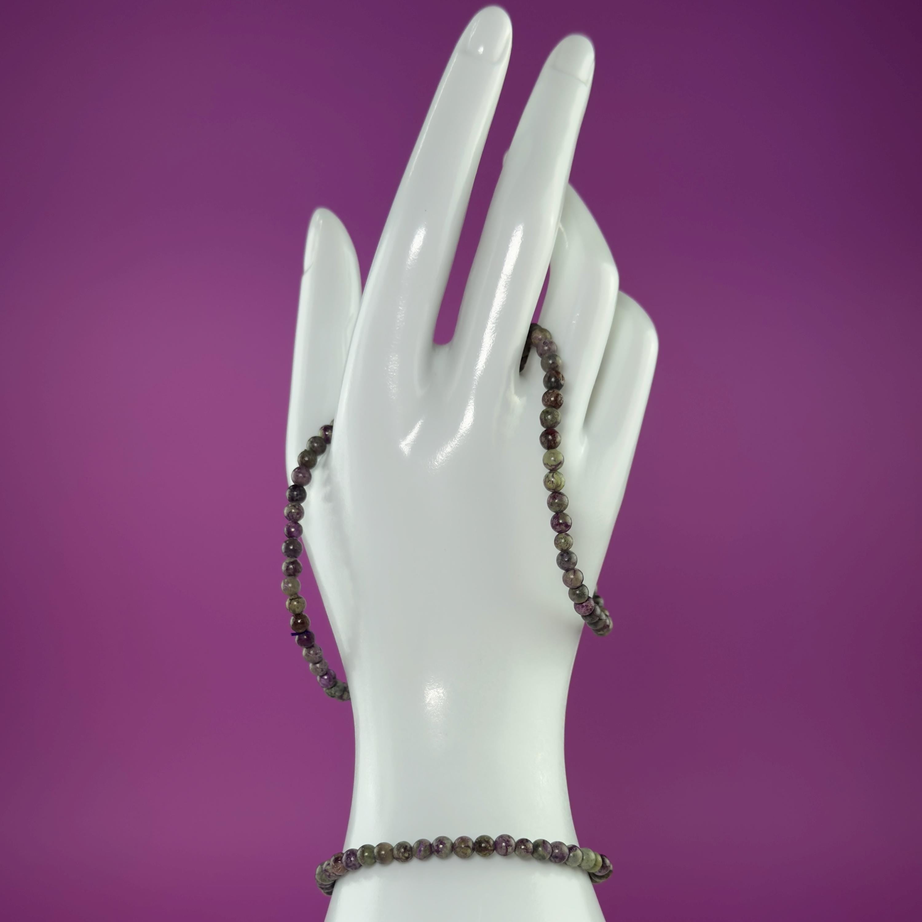 Atlantisite Bracelet 4mm Small Bead Stretch Bracelet | Serpentine Stichtite Crystal