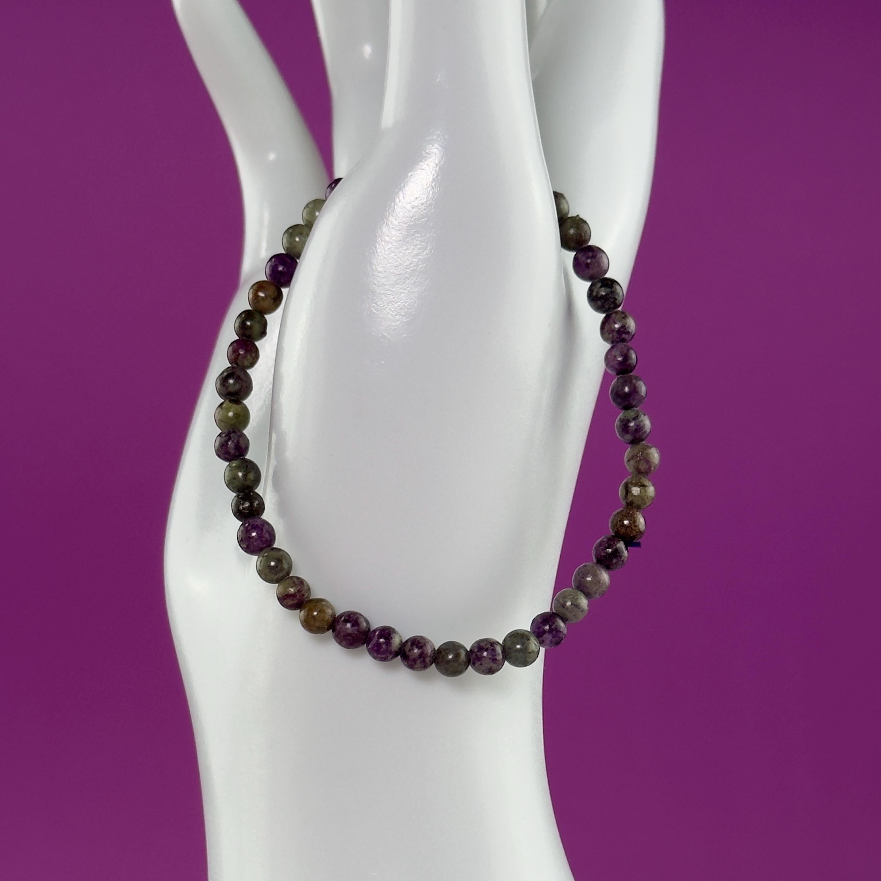 Atlantisite Bracelet 4mm Small Bead Stretch Bracelet | Serpentine Stichtite Crystal