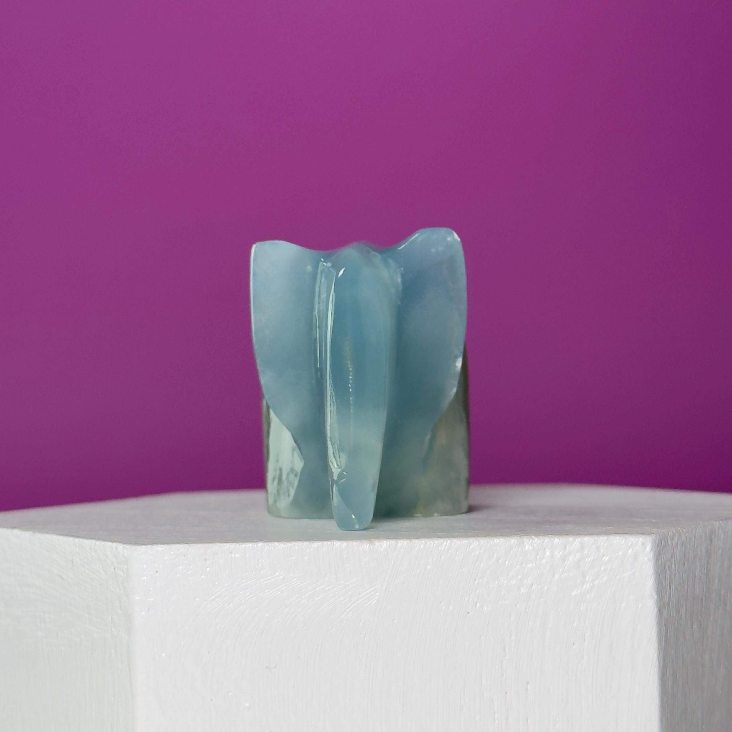 Mini Blue Onyx Elephant Carving Animal