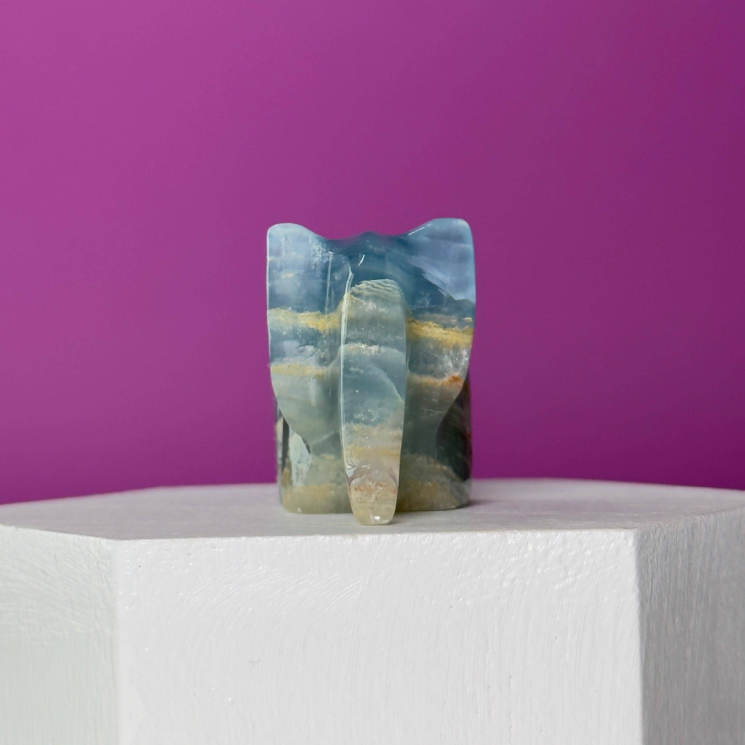 Mini Blue Onyx Elephant Carving Animal