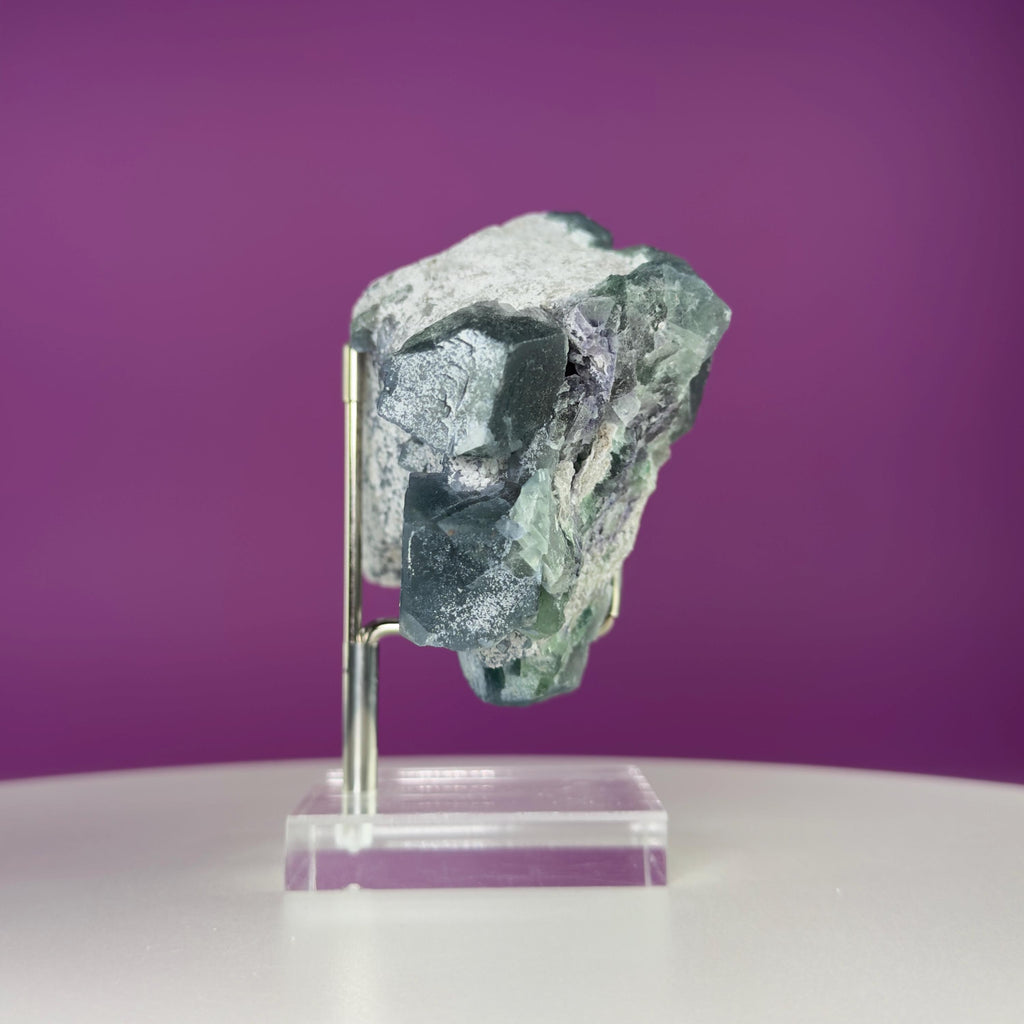 Blue Green Fluorite Specimen from Huanggangliang Mine | Inner Mongolia Crystal Display with Stand