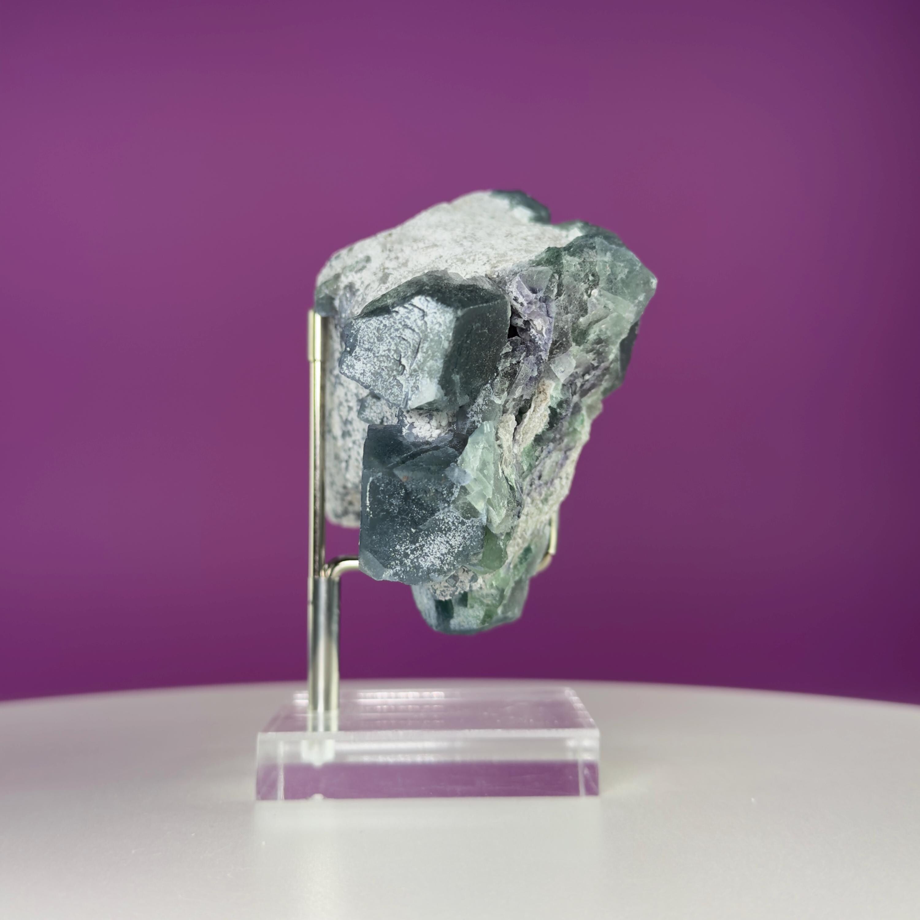 Blue Green Fluorite Specimen from Huanggangliang Mine | Inner Mongolia Crystal Display with Stand