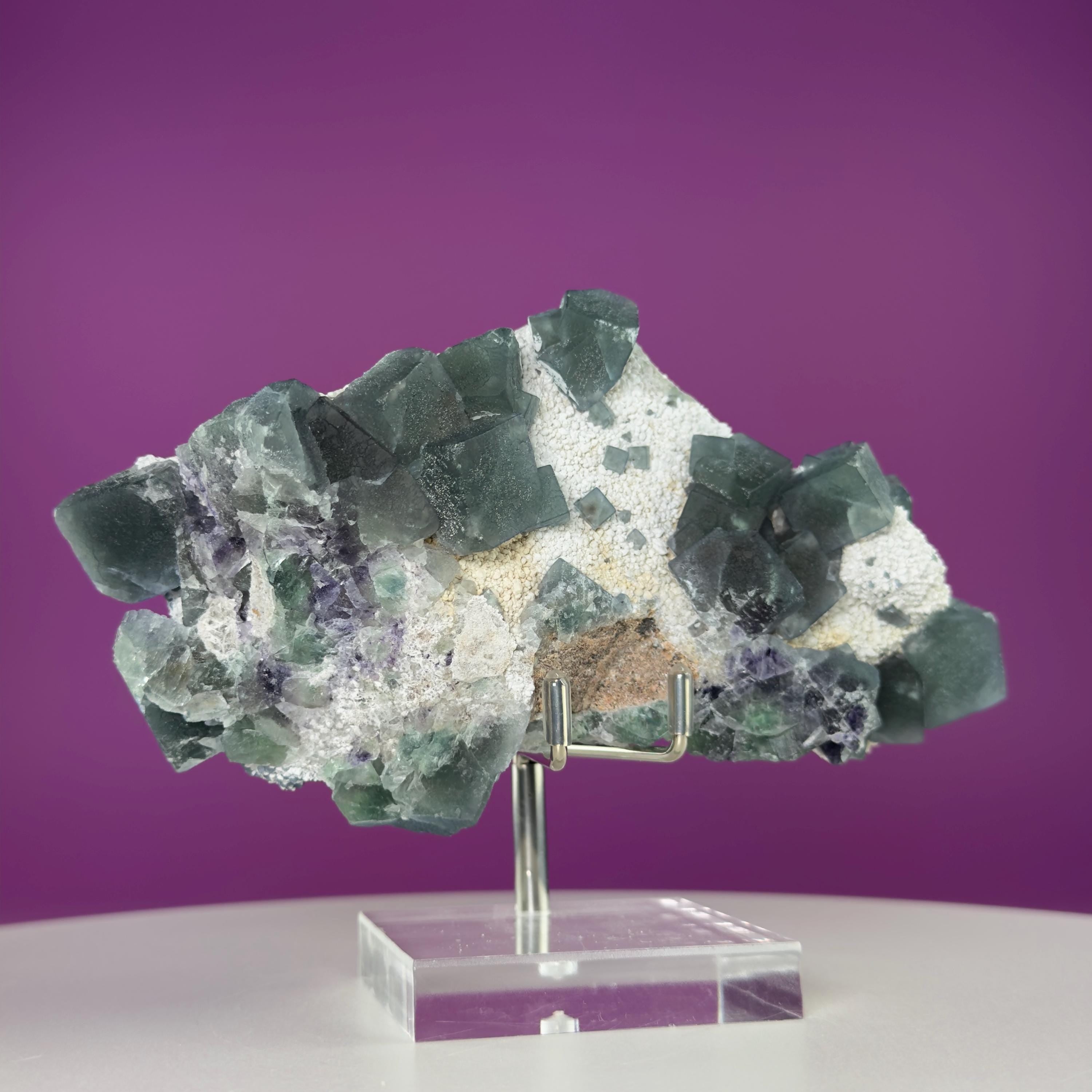 Blue Green Fluorite Specimen from Huanggangliang Mine | Inner Mongolia Crystal Display with Stand