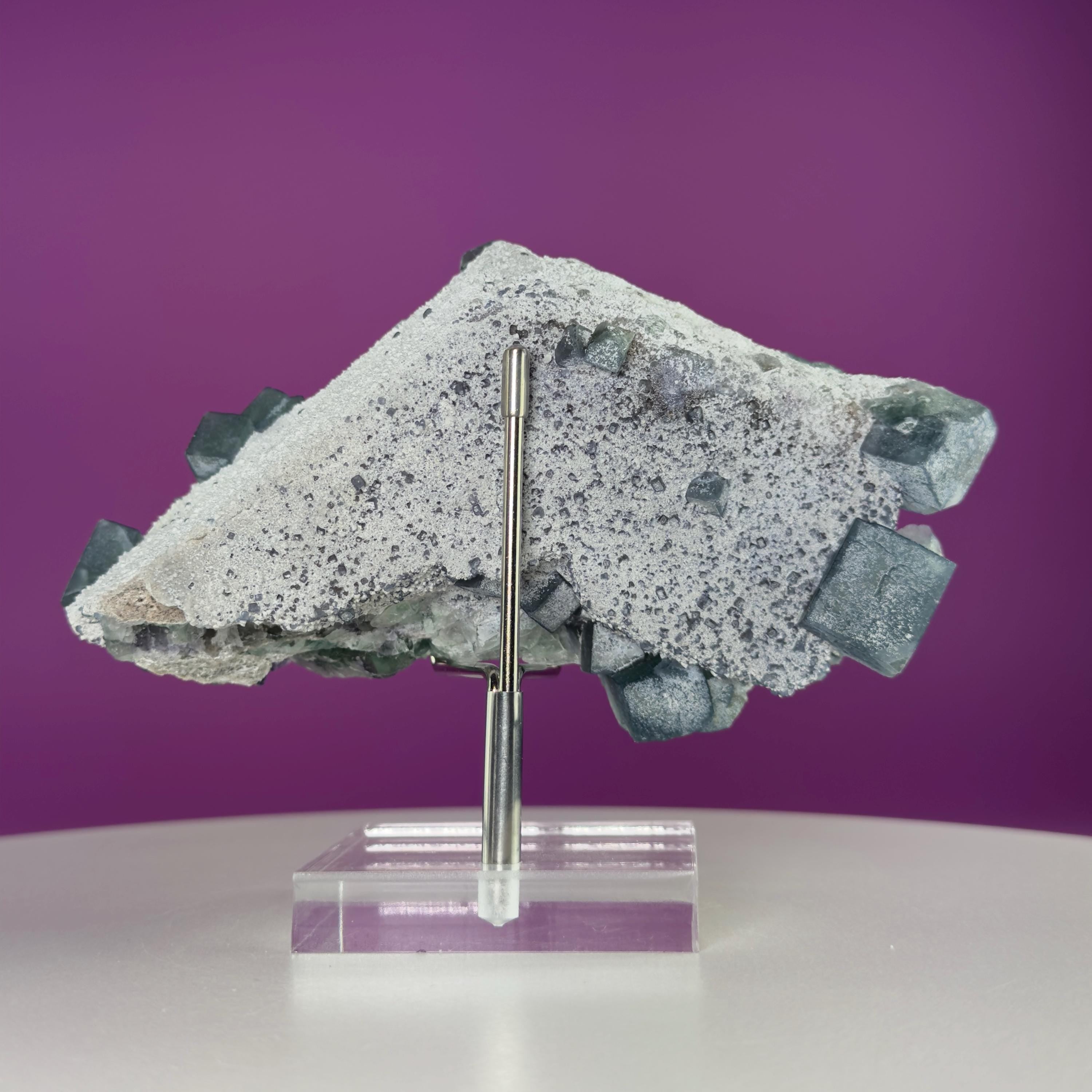 Blue Green Fluorite Specimen from Huanggangliang Mine | Inner Mongolia Crystal Display with Stand