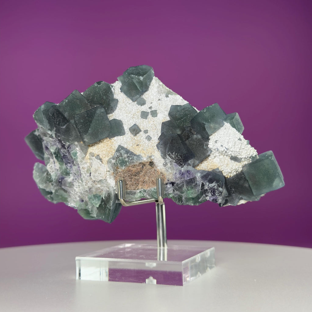 Blue Green Fluorite Specimen from Huanggangliang Mine | Inner Mongolia Crystal Display with Stand